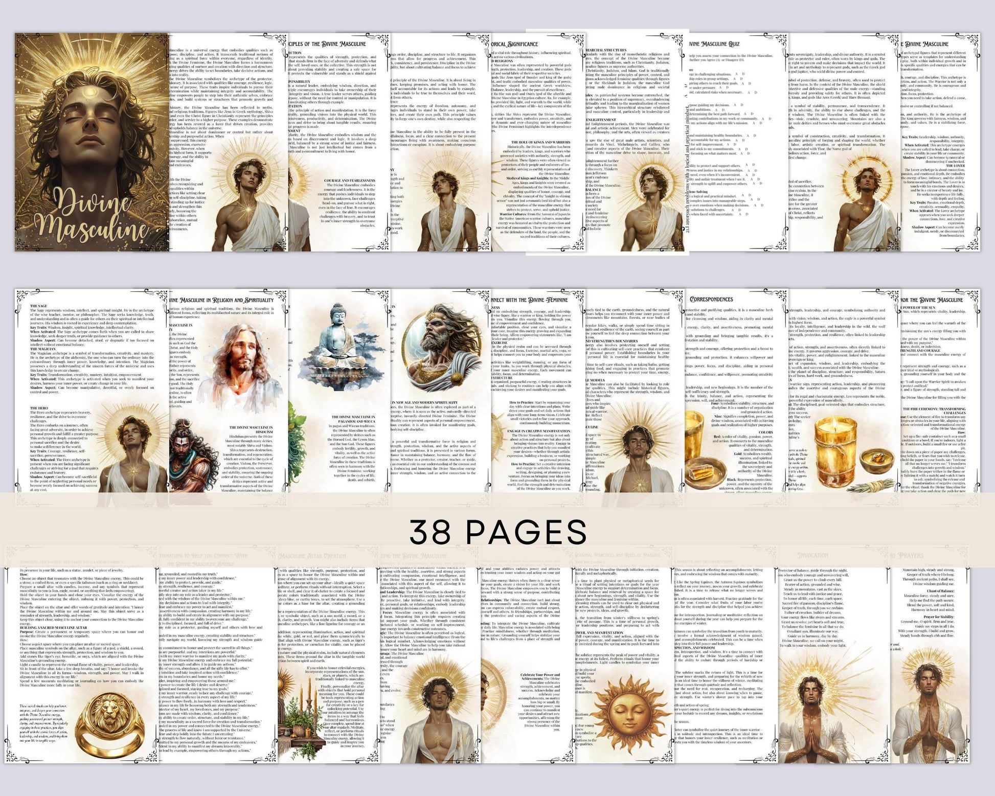 Divine Masculine Bundle. Rituals, Correspondences, Affirmations, Shadow aspects prompts, and More! Printable