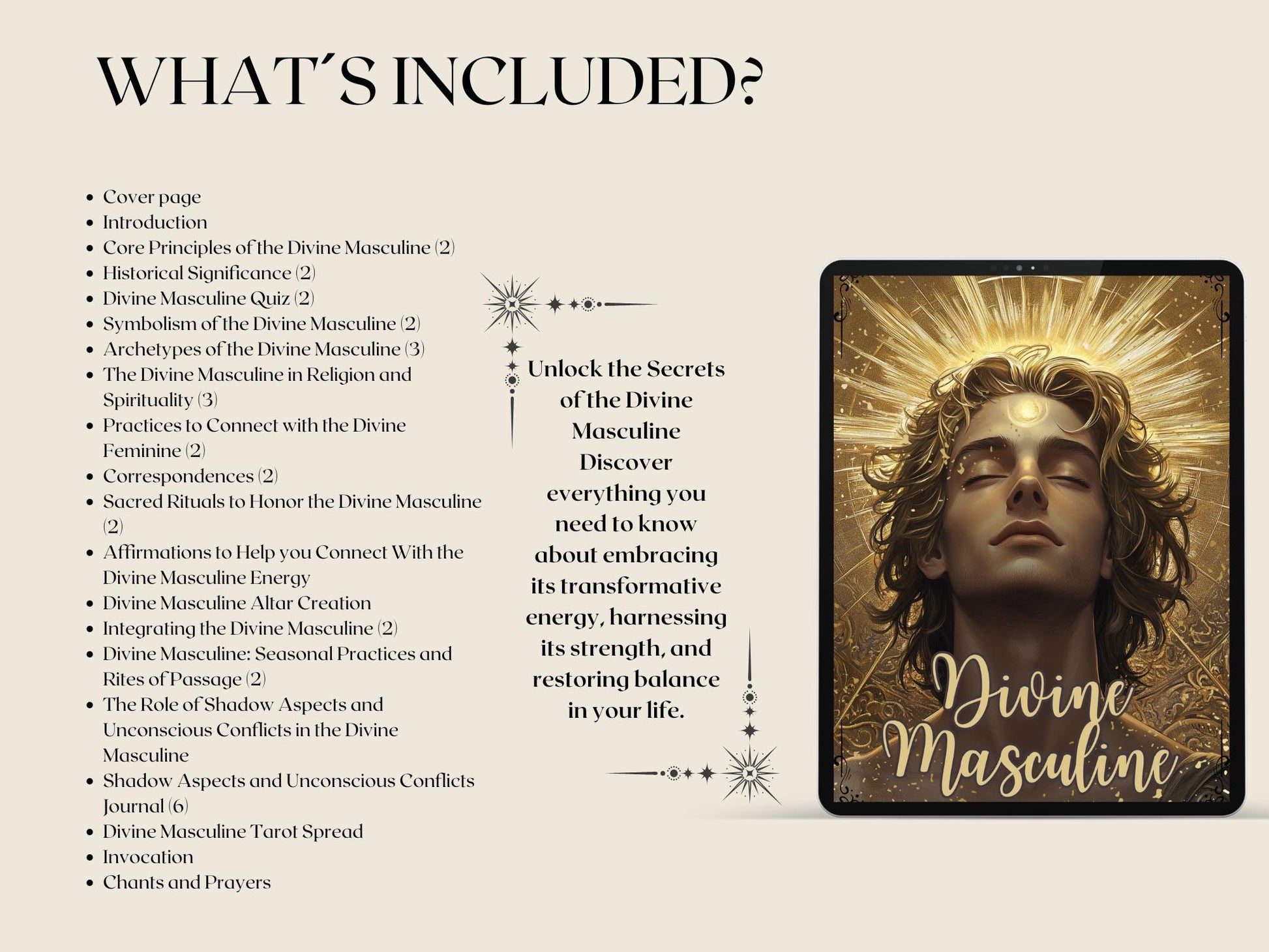 Divine Masculine Bundle. Rituals, Correspondences, Affirmations, Shadow aspects prompts, and More! Printable