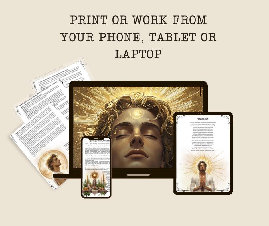 Divine Masculine Bundle. Rituals, Correspondences, Affirmations, Shadow aspects prompts, and More! Printable