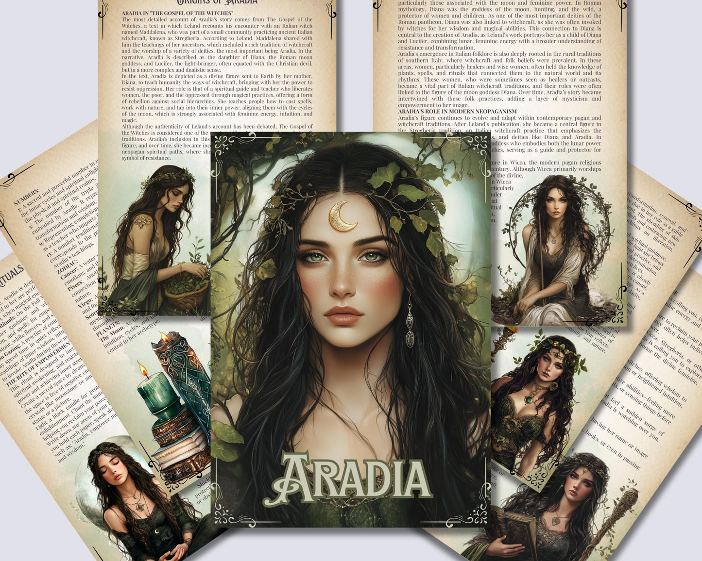Aradia. Goddess of Freedom and Lunar Power. 17 Beautiful pages for your Grimoire or Book Of Shadows. Printable.
