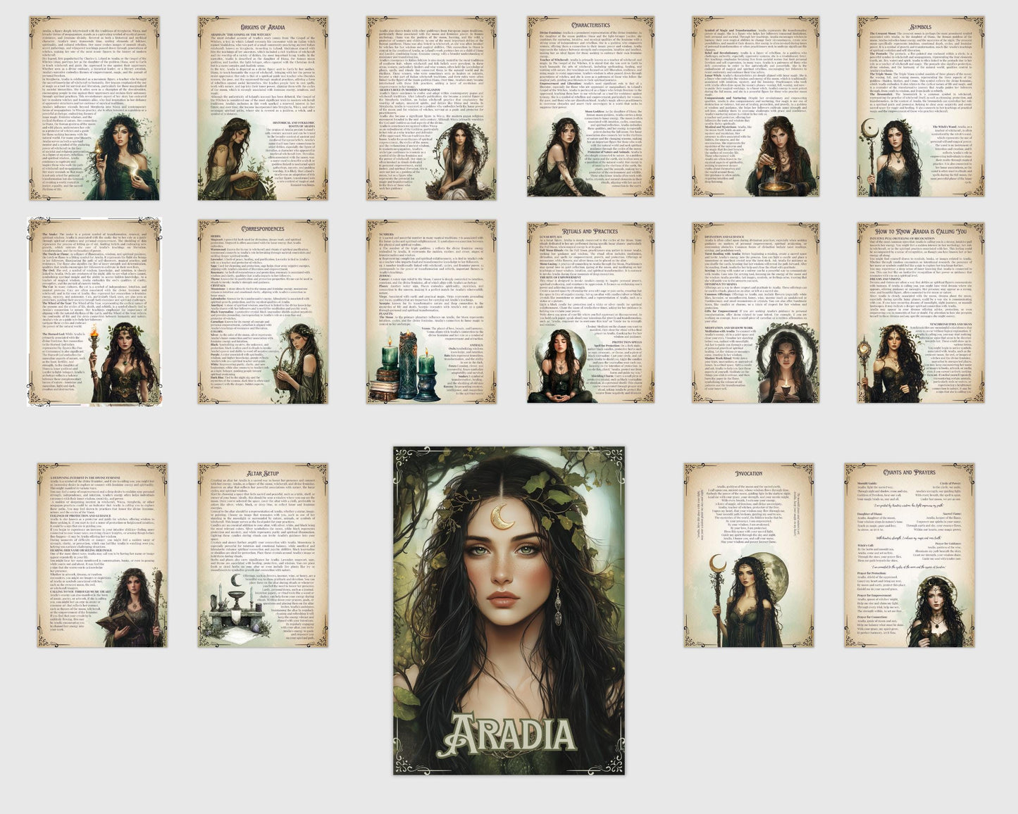 Aradia. Goddess of Freedom and Lunar Power. 17 Beautiful pages for your Grimoire or Book Of Shadows. Printable.