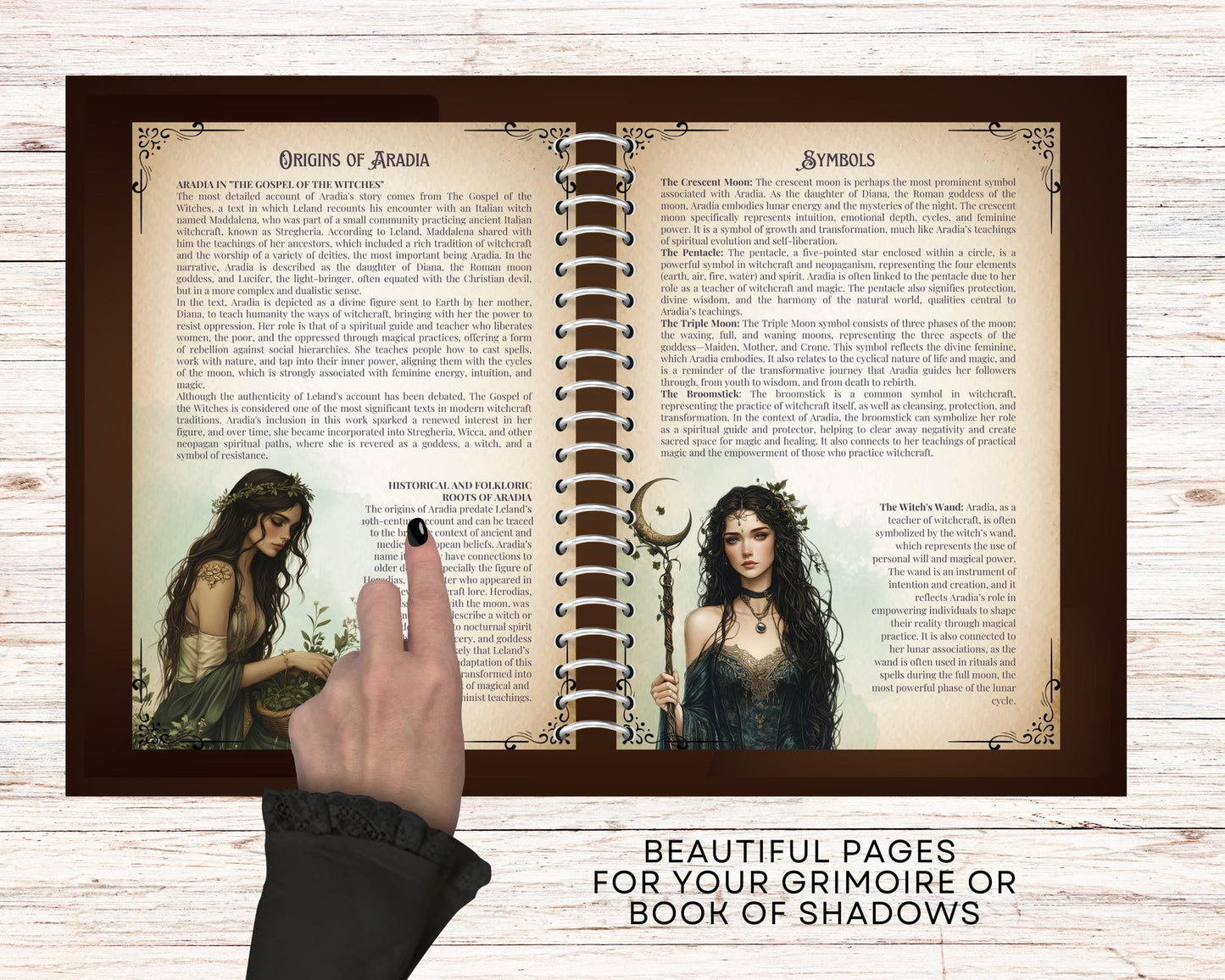 Aradia. Goddess of Freedom and Lunar Power. 17 Beautiful pages for your Grimoire or Book Of Shadows. Printable.