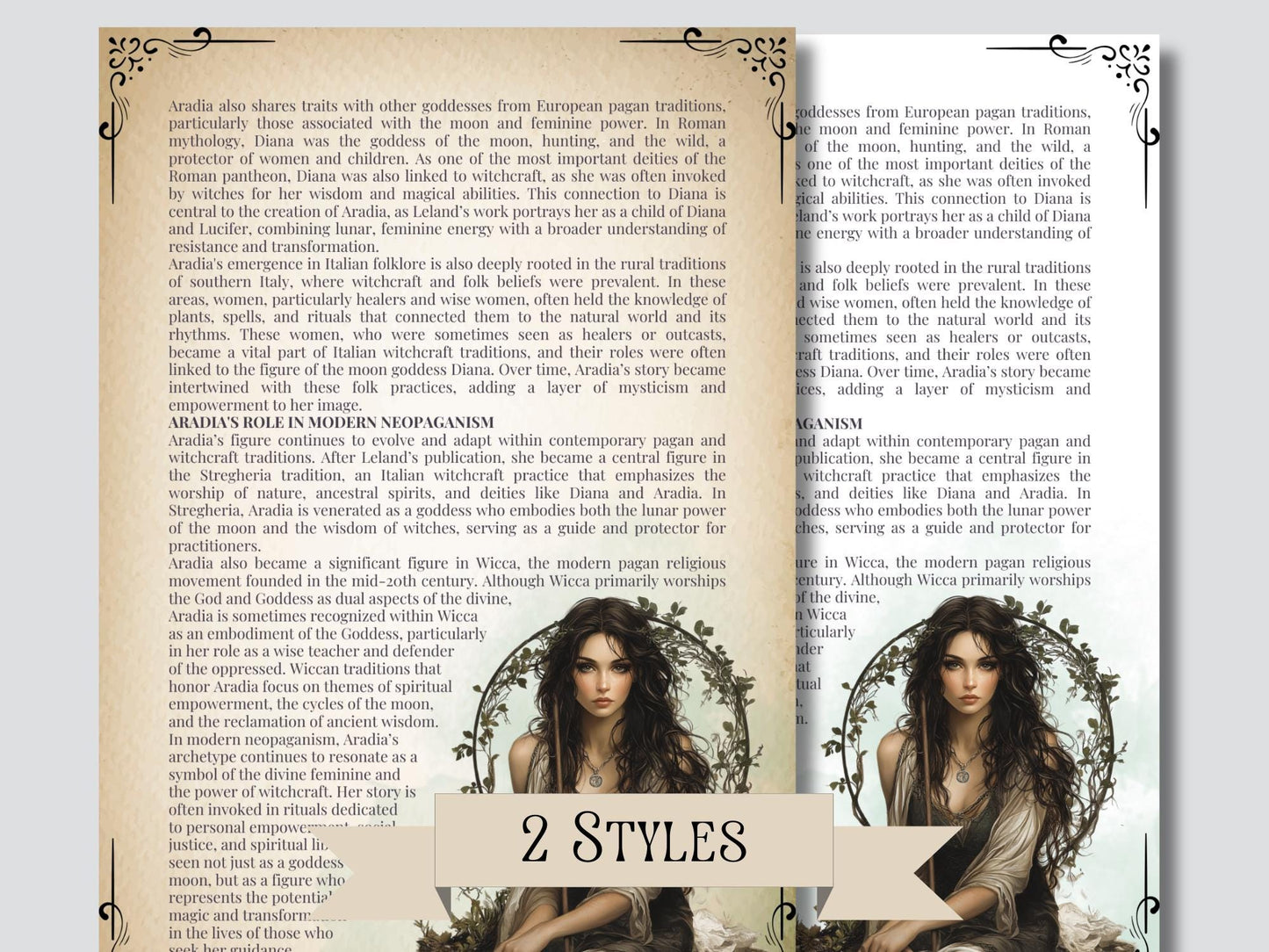 Aradia. Goddess of Freedom and Lunar Power. 17 Beautiful pages for your Grimoire or Book Of Shadows. Printable.