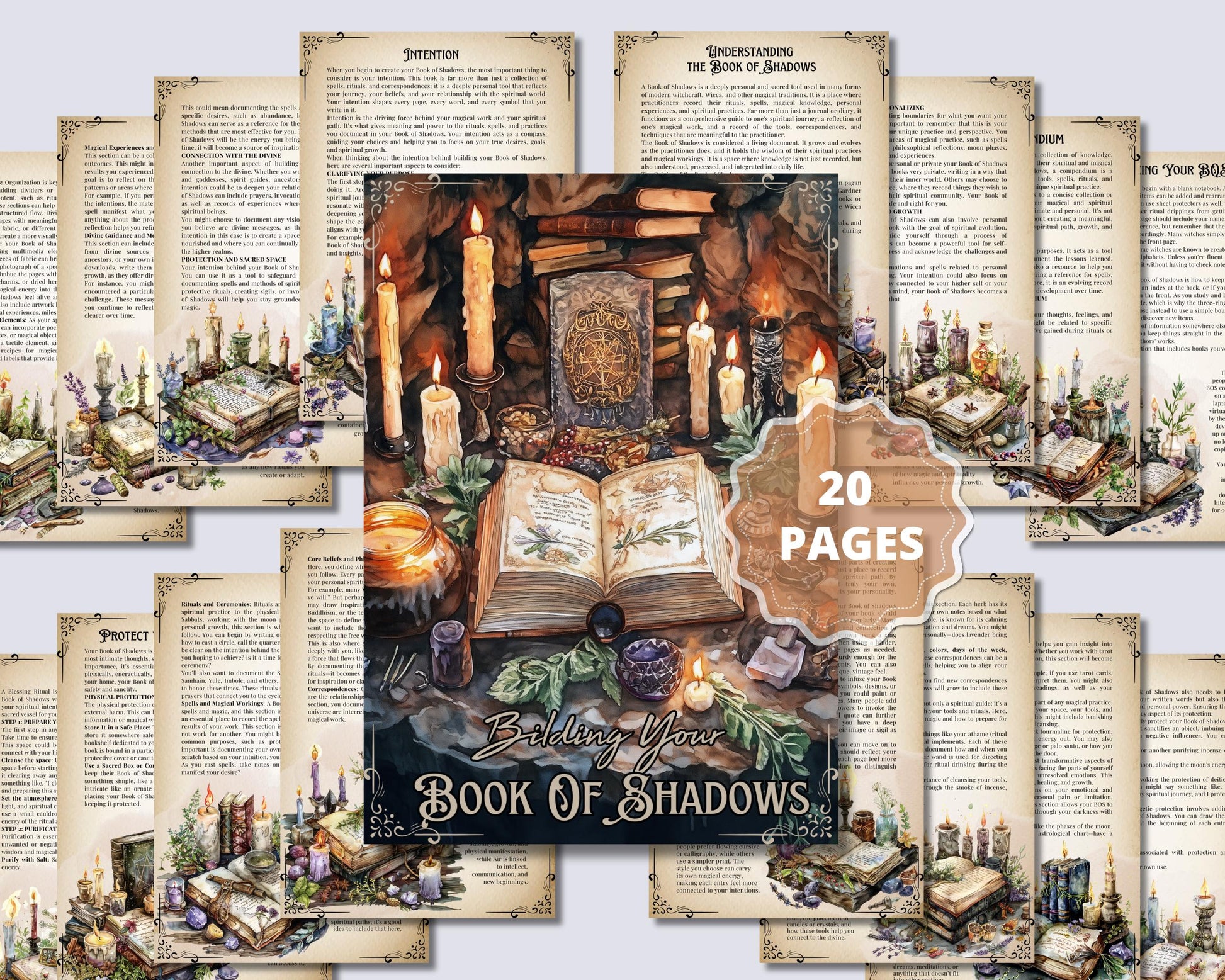 How to make a Book Of Shadows + BONUS (BOS dividers pages). Beautiful pages. Instant download.