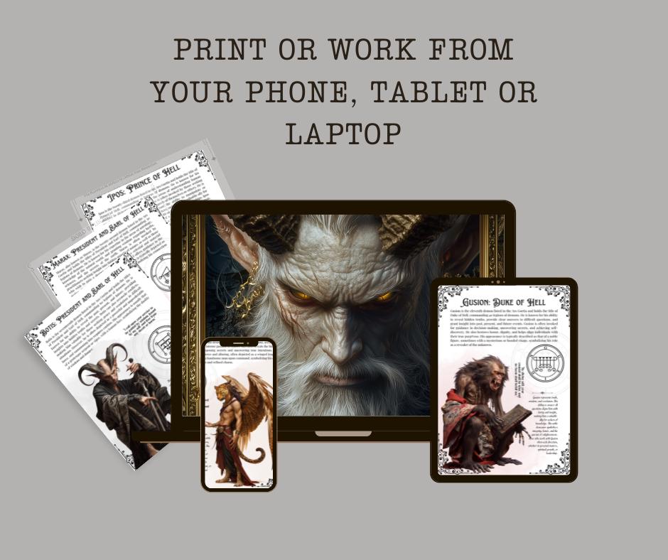 Ars Goetia Demons. 72 Demons. 148 pages. Grimoire Printable Pages. Demonology