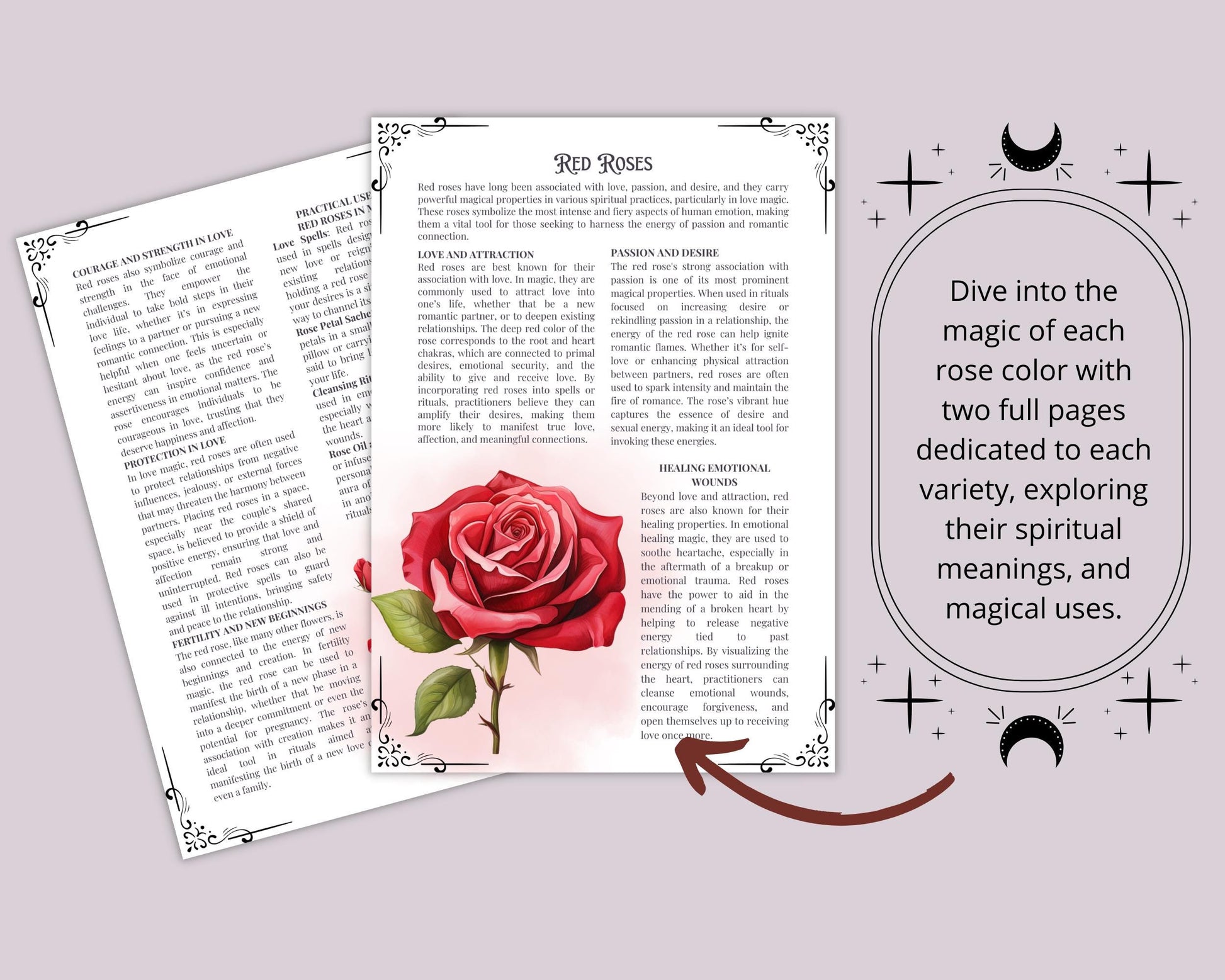 The Magic Of Roses. Beautiful pages for your Grimoire or Book Of Shadows. Printable
