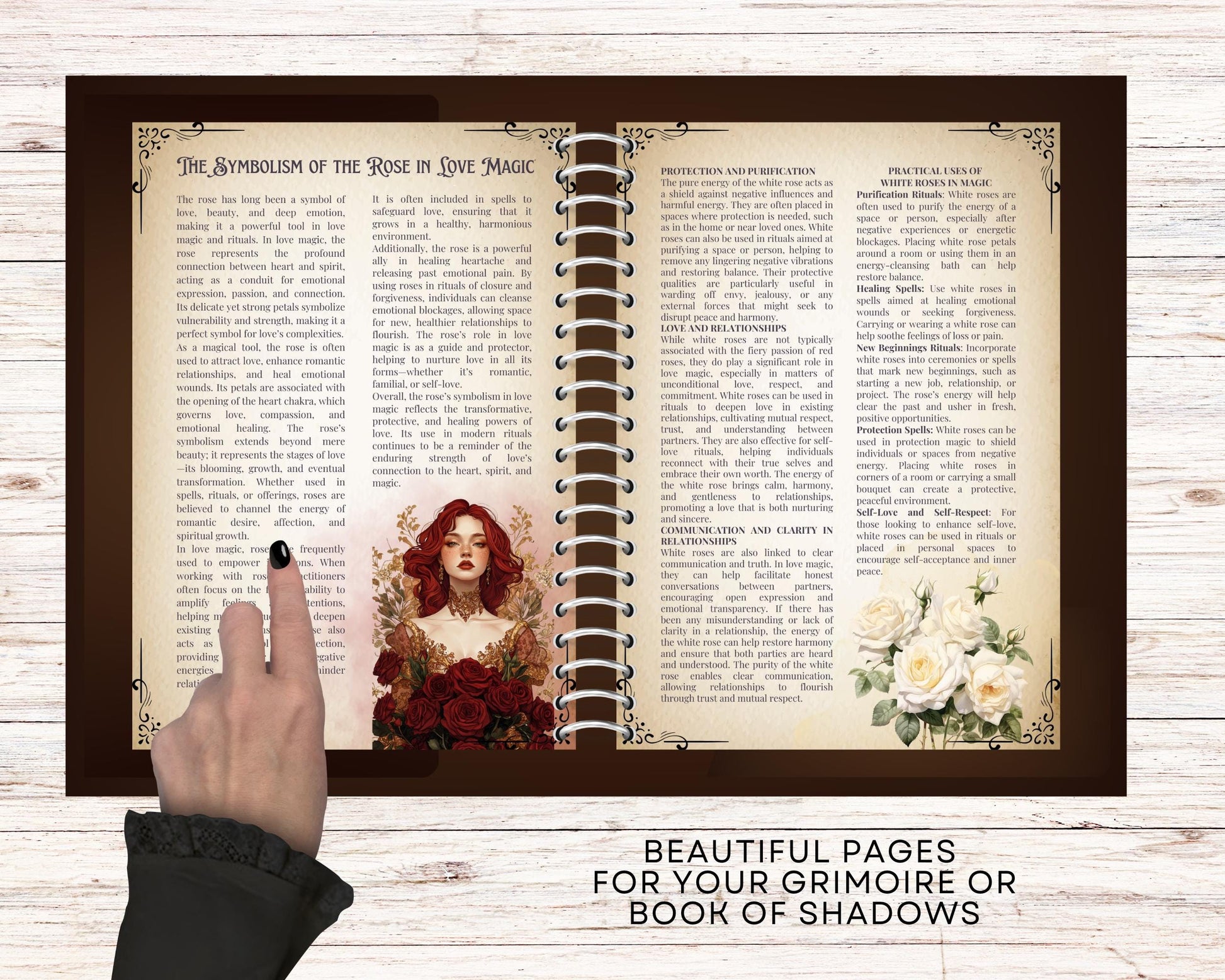 The Magic Of Roses. Beautiful pages for your Grimoire or Book Of Shadows. Printable