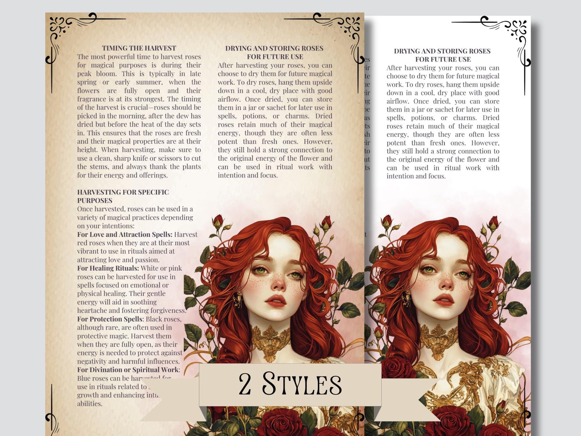 The Magic Of Roses. Beautiful pages for your Grimoire or Book Of Shadows. Printable