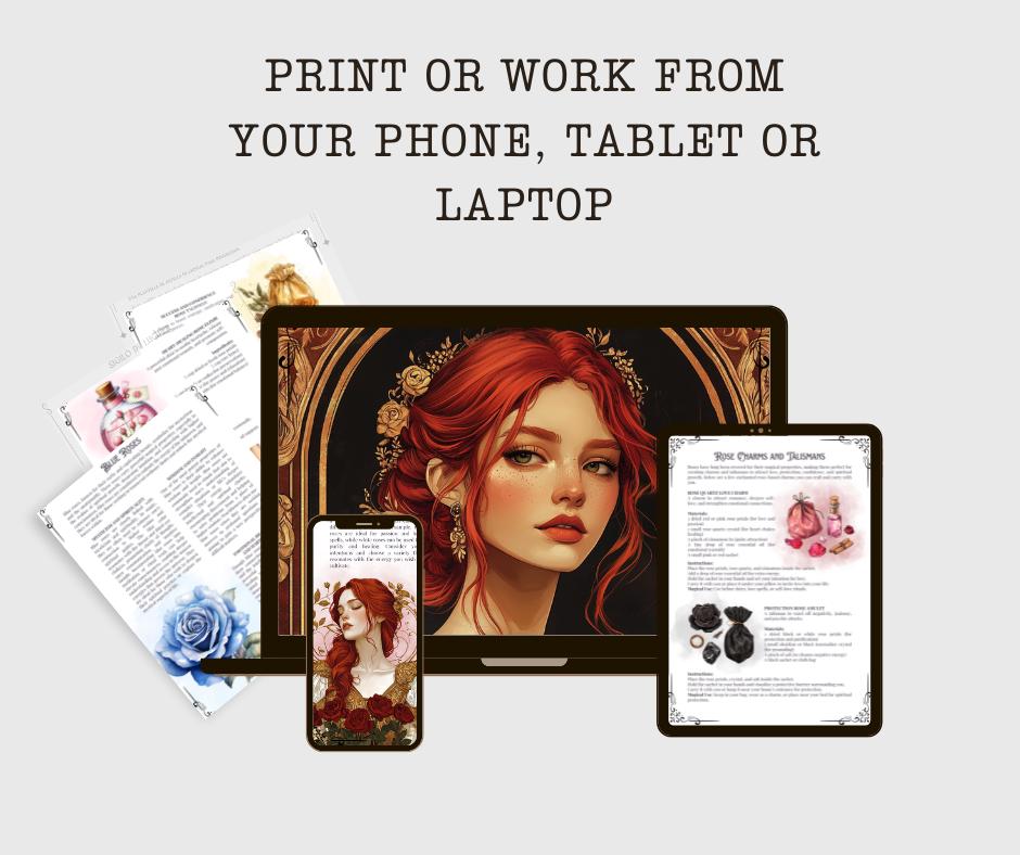 The Magic Of Roses. Beautiful pages for your Grimoire or Book Of Shadows. Printable