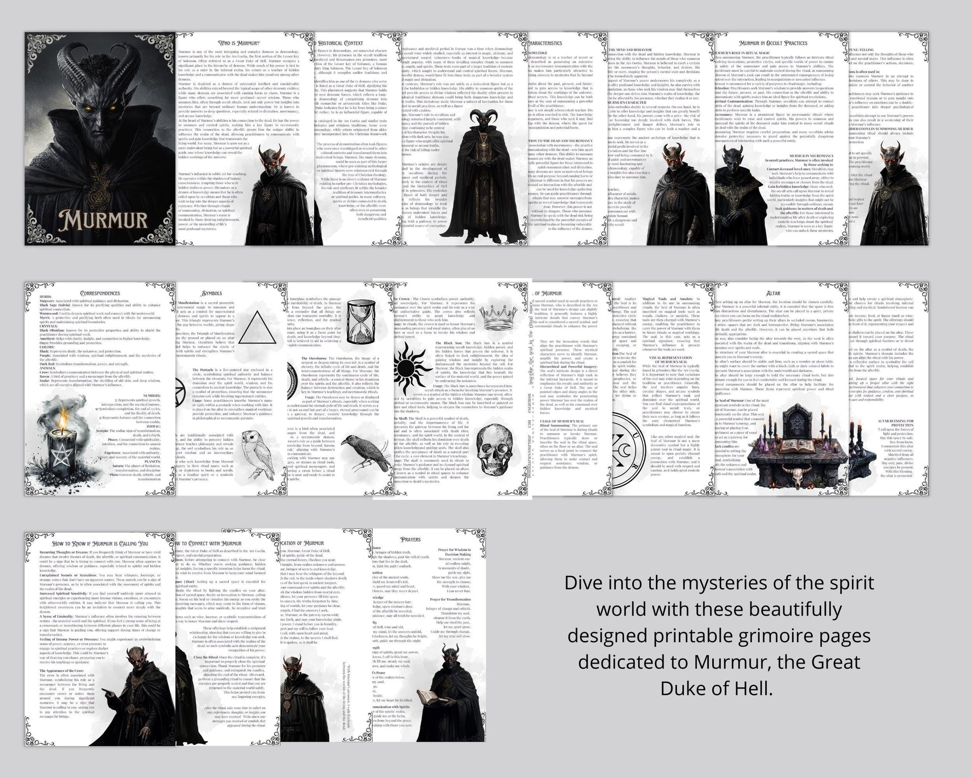 Murmur. The Great Duke of Hell. Grimoire Printable Pages.
