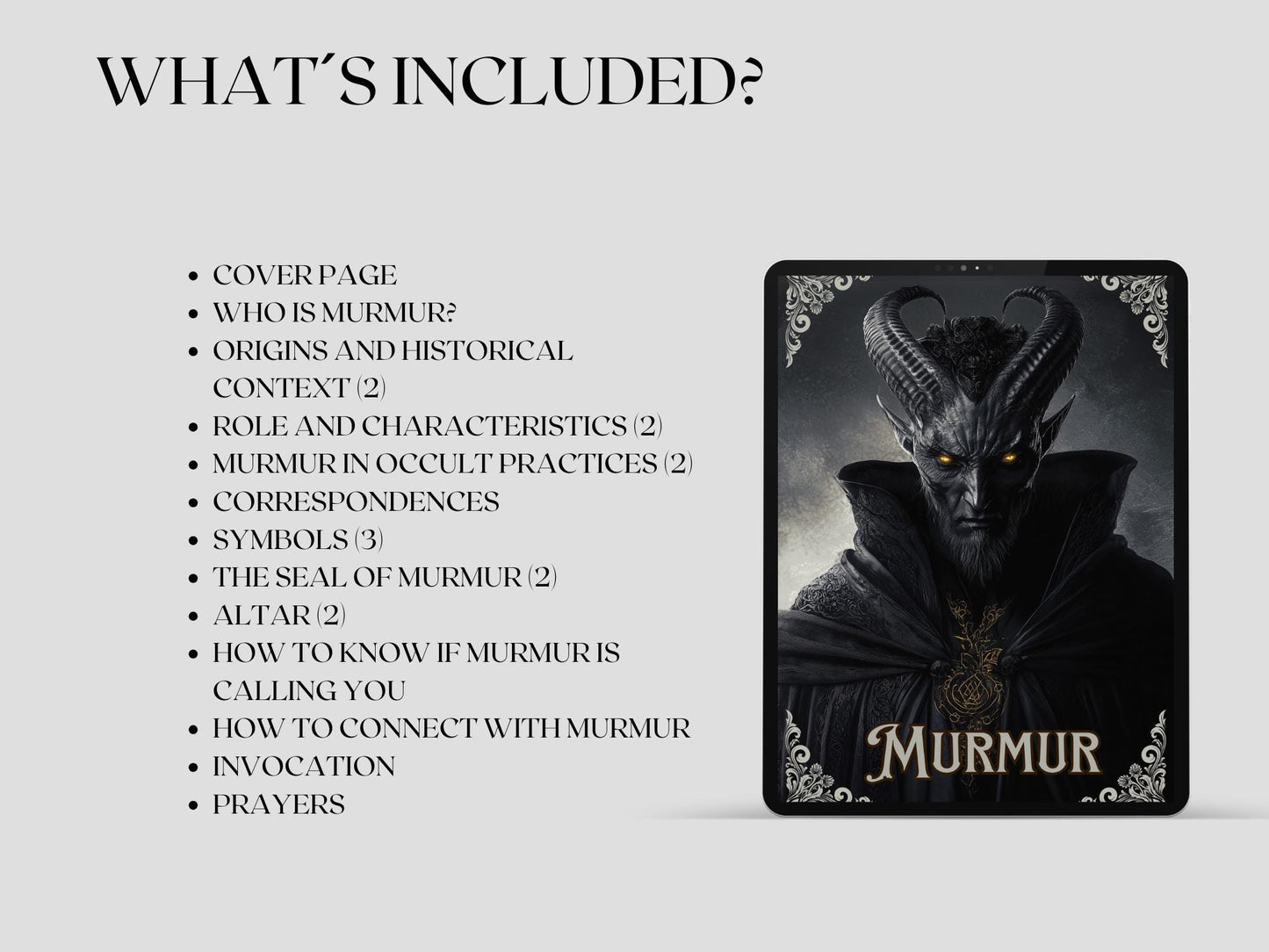Murmur. The Great Duke of Hell. Grimoire Printable Pages.