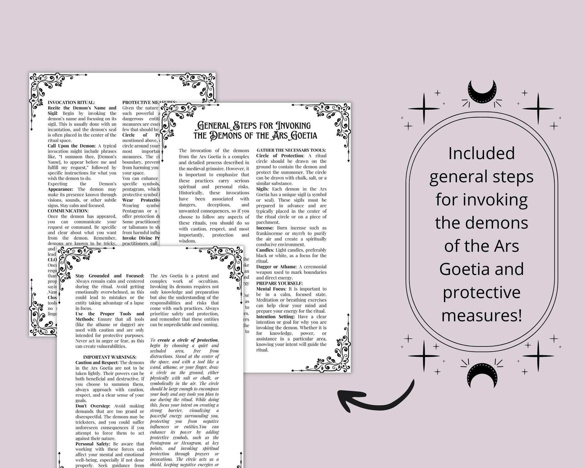 Ars Goetia Demons. 72 Demons. 148 pages. Grimoire Printable Pages. Demonology