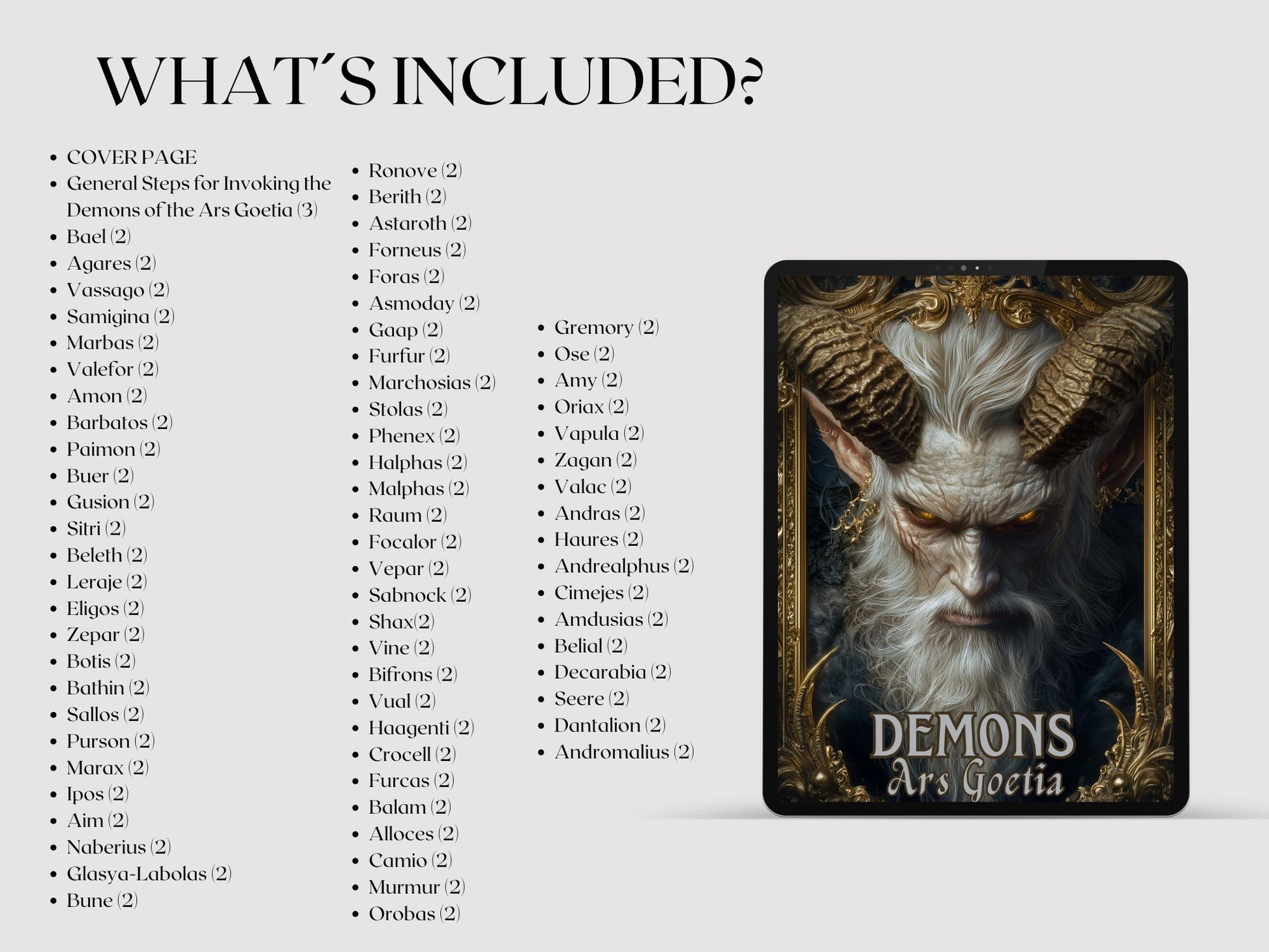 Ars Goetia Demons. 72 Demons. 148 pages. Grimoire Printable Pages. Demonology