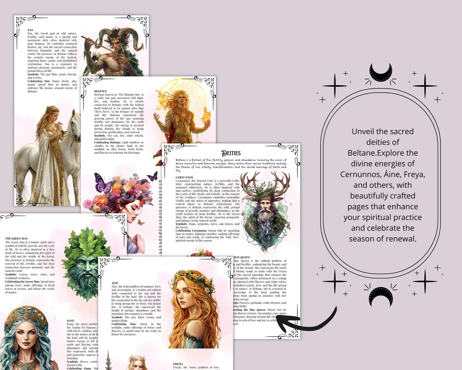 Beltane. Beautiful pages for your Grimoire or Book Of Shadows. Printable. Beltane Sabbat.