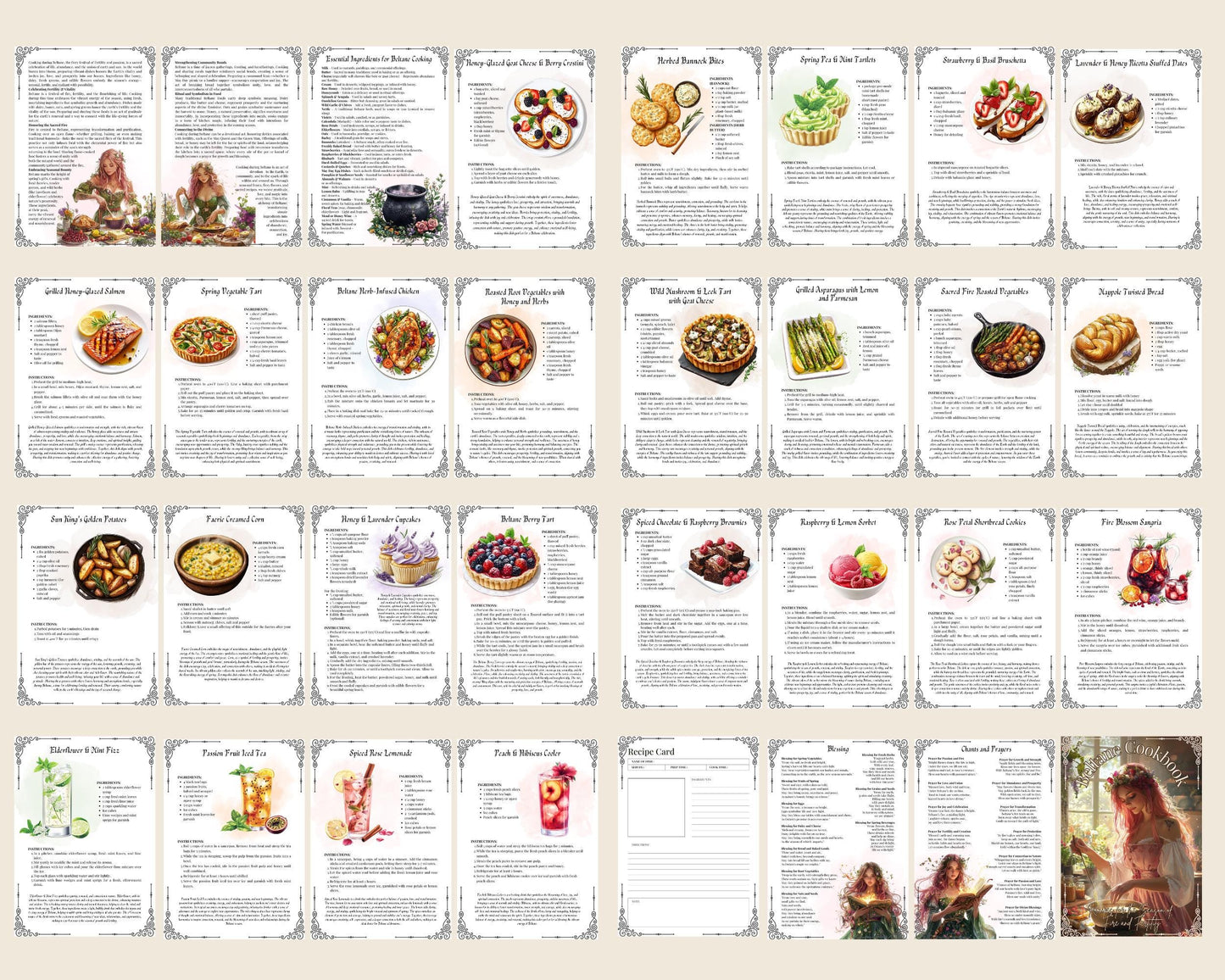 Beltane Cookbook Basic Guide. 25 Recipes for the Season of Rebirth and Fertility. Printable