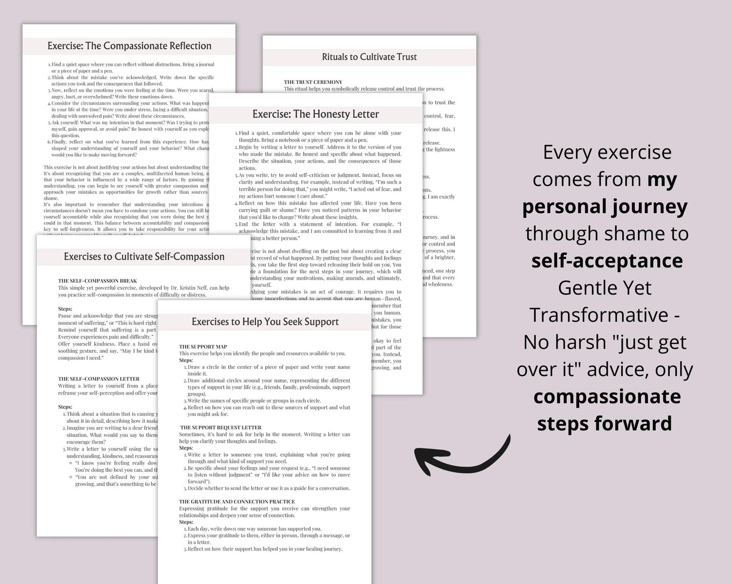 Guide to Forgiving Yourself for Past Mistakes: Exercises and Rituals to Heal. Printable.