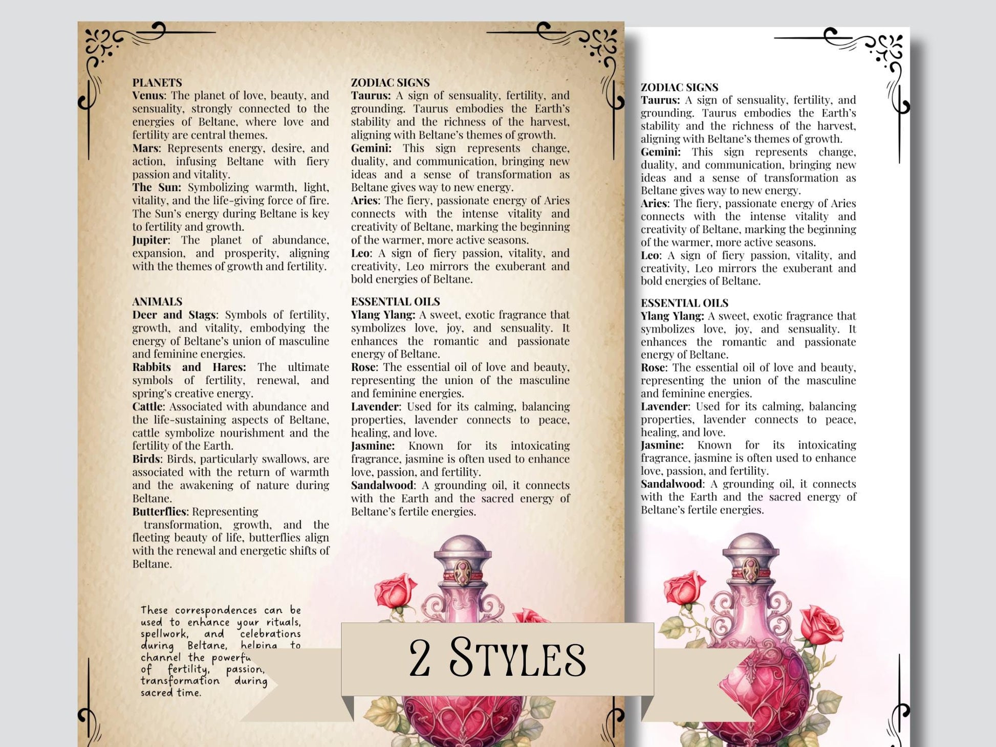 Beltane. Beautiful pages for your Grimoire or Book Of Shadows. Printable. Beltane Sabbat.