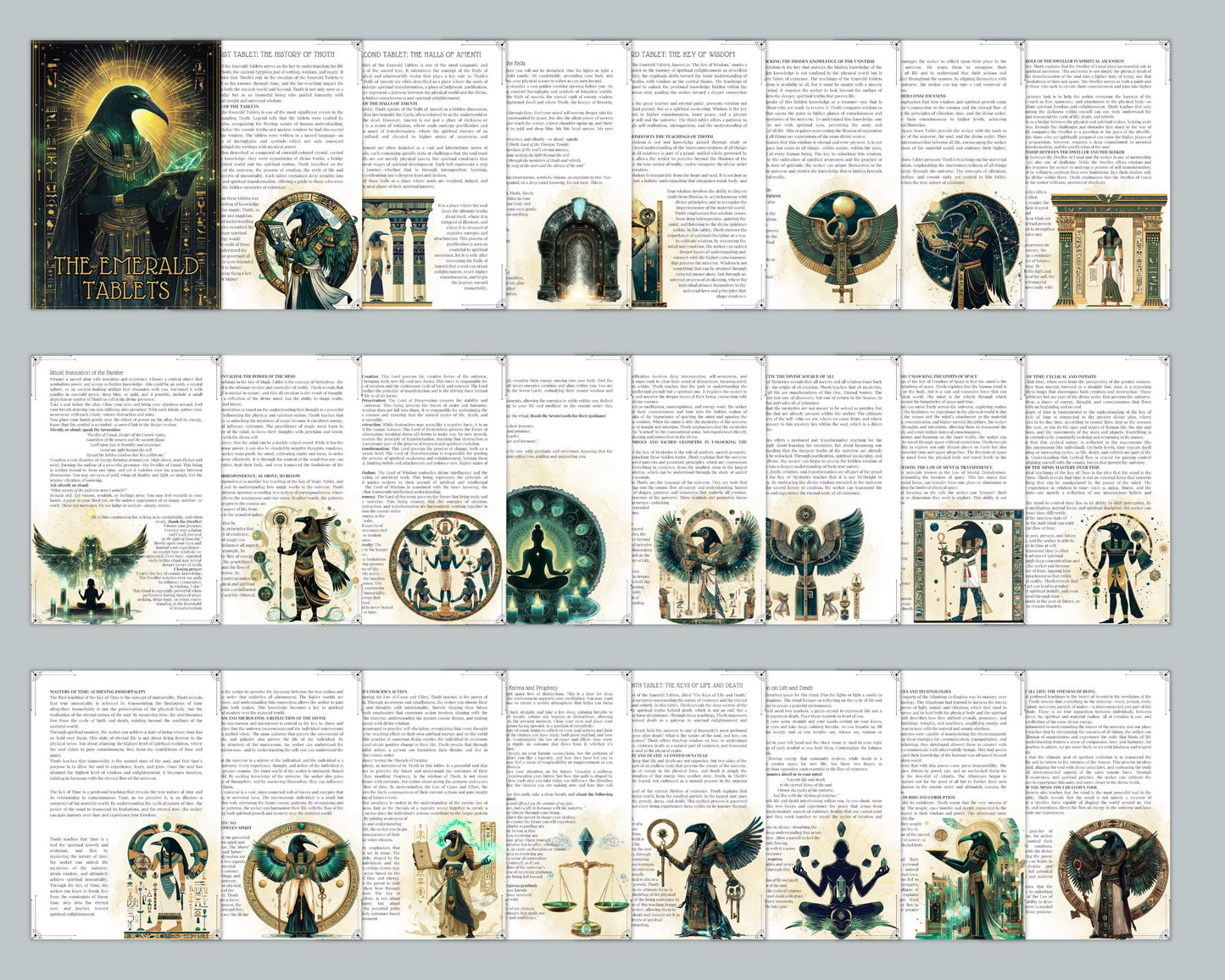 The EMERALD TABLETS. 73 pages of Wisdom from Thoth the Atlantean. Mysteries of Life & Divine Truth. Beautiful Grimoire Pages. Printable
