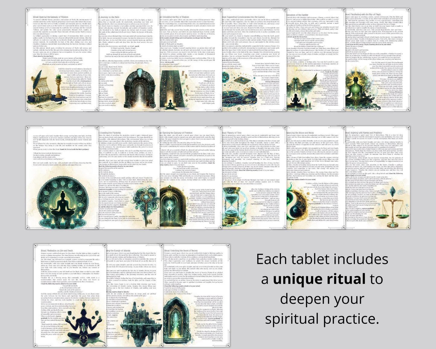 The EMERALD TABLETS. 73 pages of Wisdom from Thoth the Atlantean. Mysteries of Life & Divine Truth. Beautiful Grimoire Pages. Printable