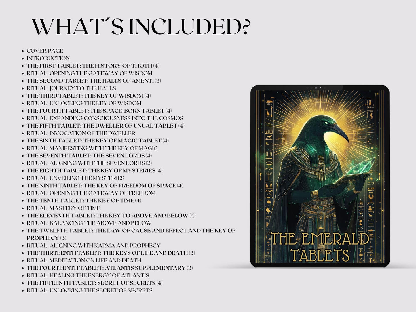 The EMERALD TABLETS. 73 pages of Wisdom from Thoth the Atlantean. Mysteries of Life & Divine Truth. Beautiful Grimoire Pages. Printable