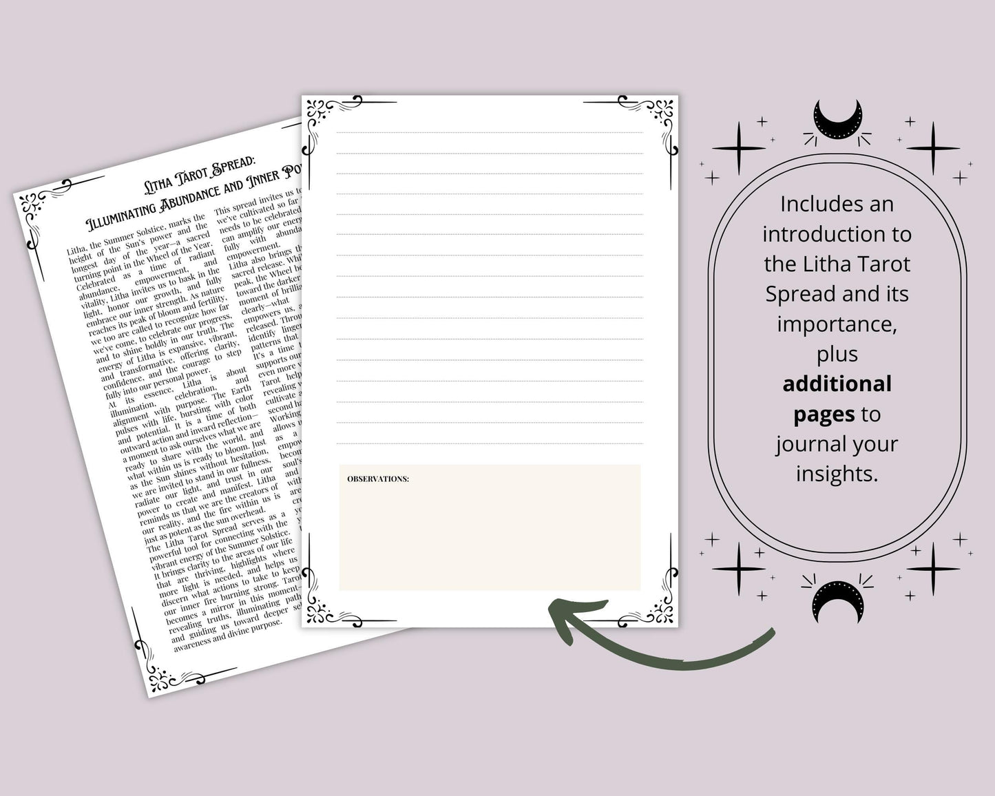 Litha Tarot Spread Journal. 20 Tarot Spreads to Embrace the Energy of the Sabbat. Printable