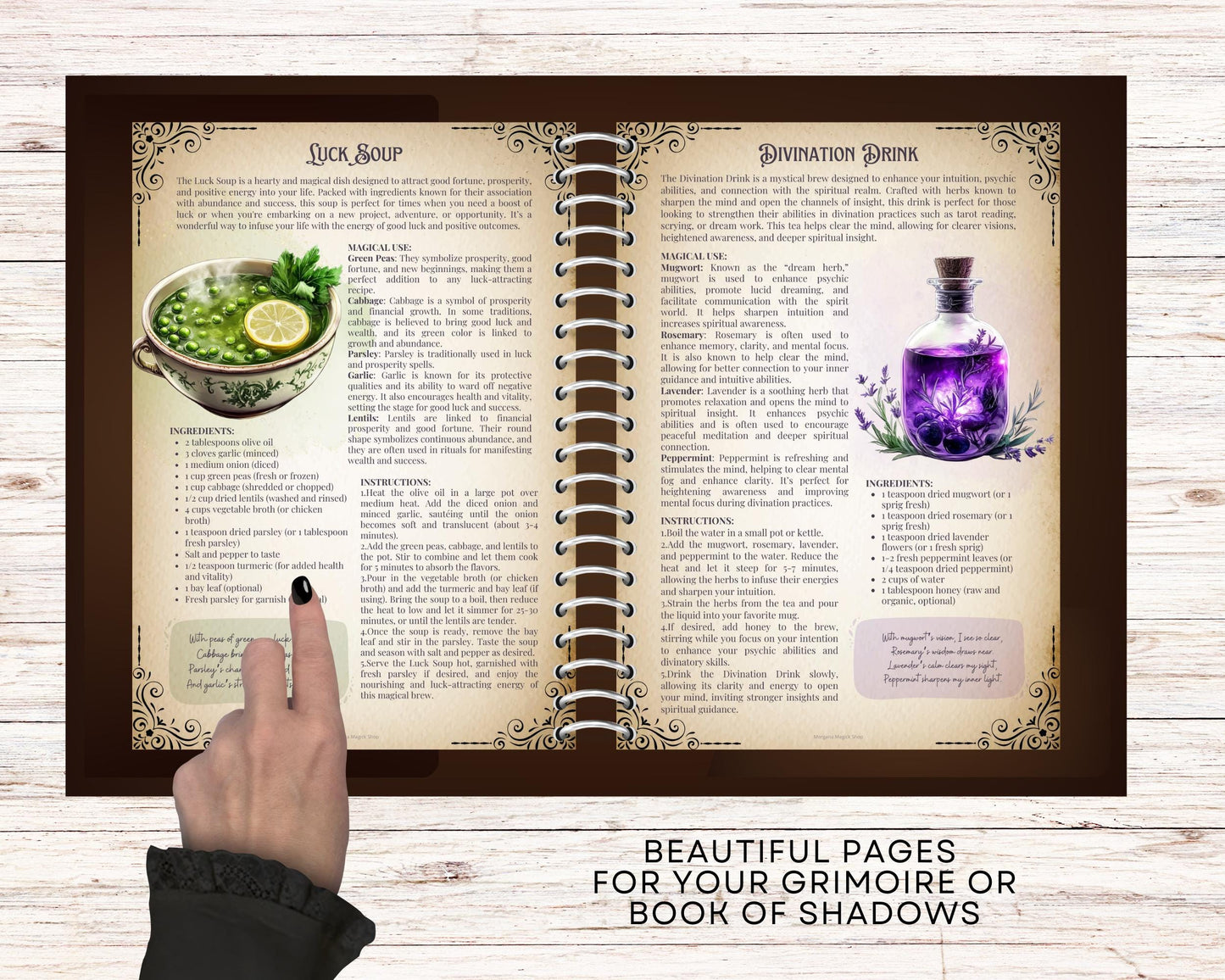 Witch's Stew and Brews. 50 Enchanted Recipes for Body and Soul. Beautiful pages for your Grimoire or Book Of Shadows. Printable