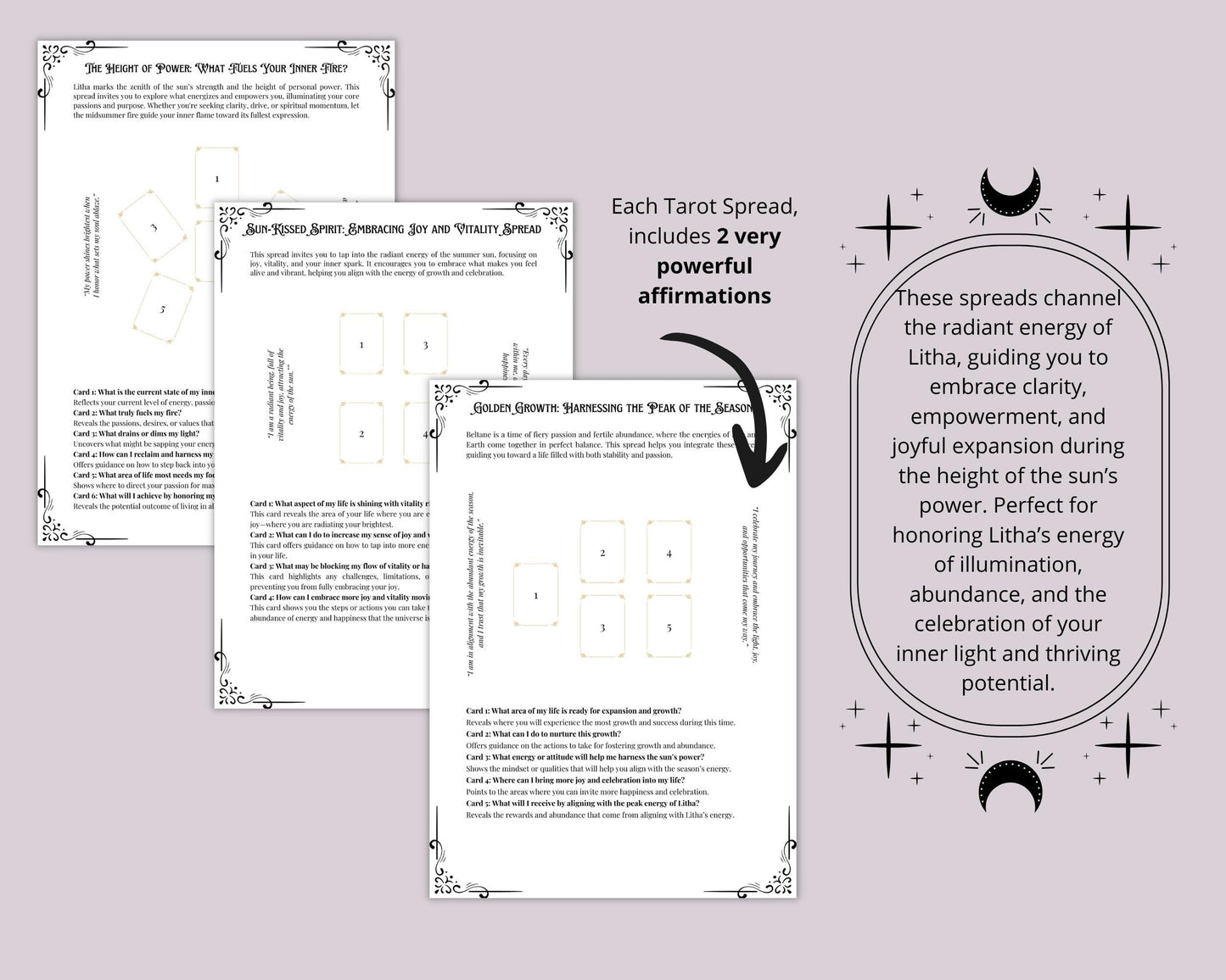 Litha Tarot Spread Journal. 20 Tarot Spreads to Embrace the Energy of the Sabbat. Printable