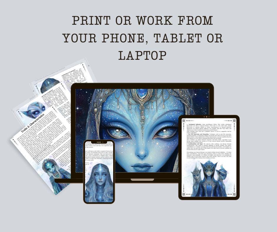 Starseed Awakening Guide, Origin and Mission, Light Codes, Meditations, Dreams, Tarot Spreads, Journal Prompts, & More! Printable Pages
