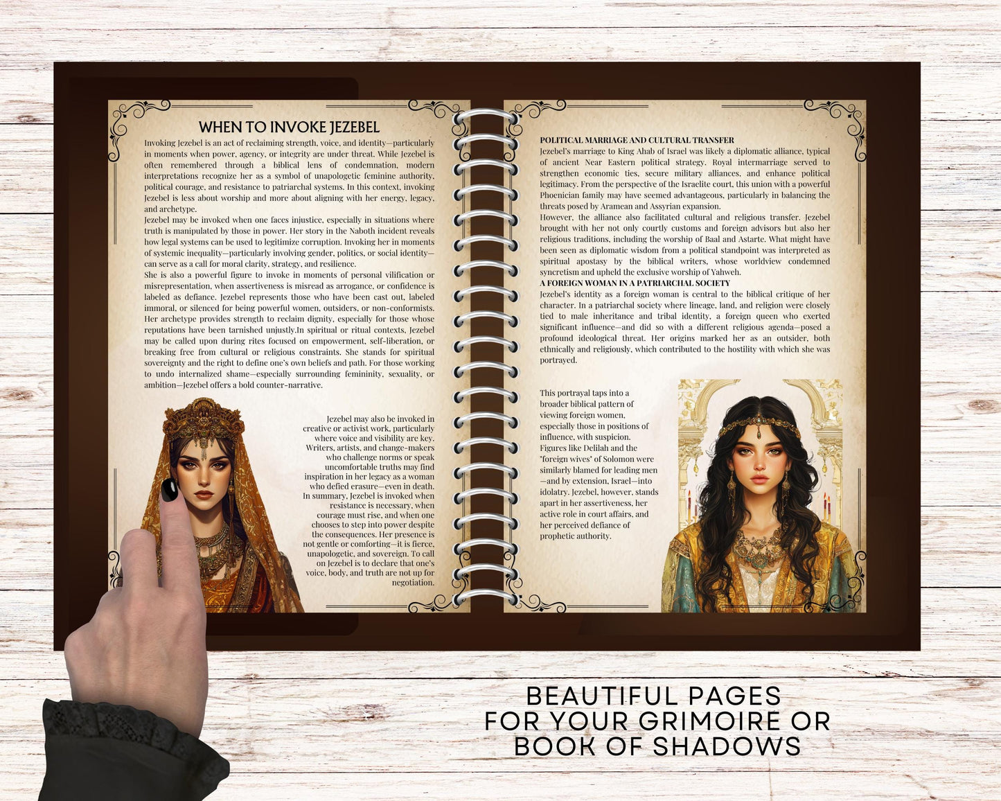 Jezebel: The Forbidden Queen. Beautiful pages for your grimoire or Book Of Shadows. Printable