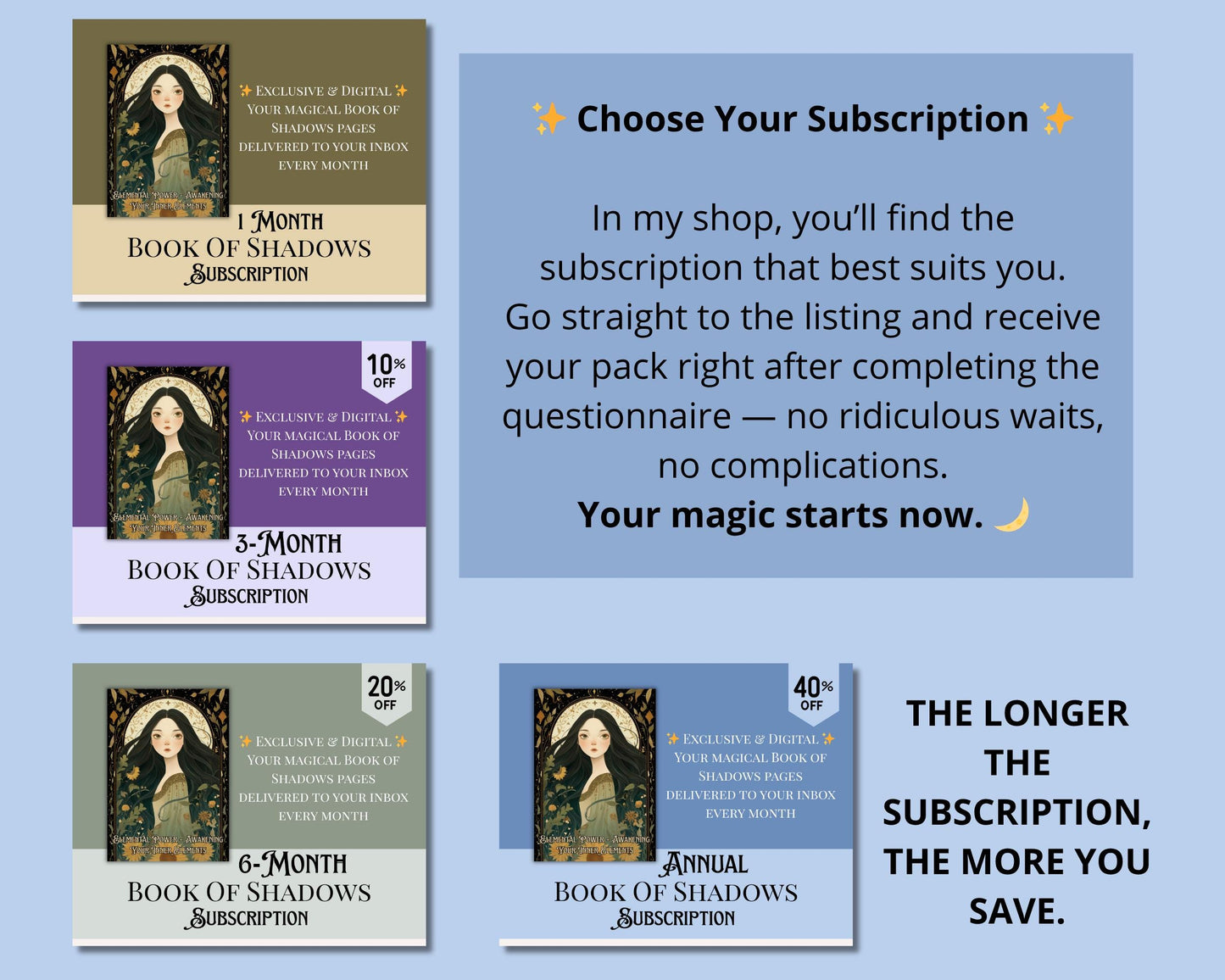 Annual Book of Shadows Subscription | Limited Time Bundle, Magical Practices, Tarot, Journal Prompts, and More! - Printable Pages