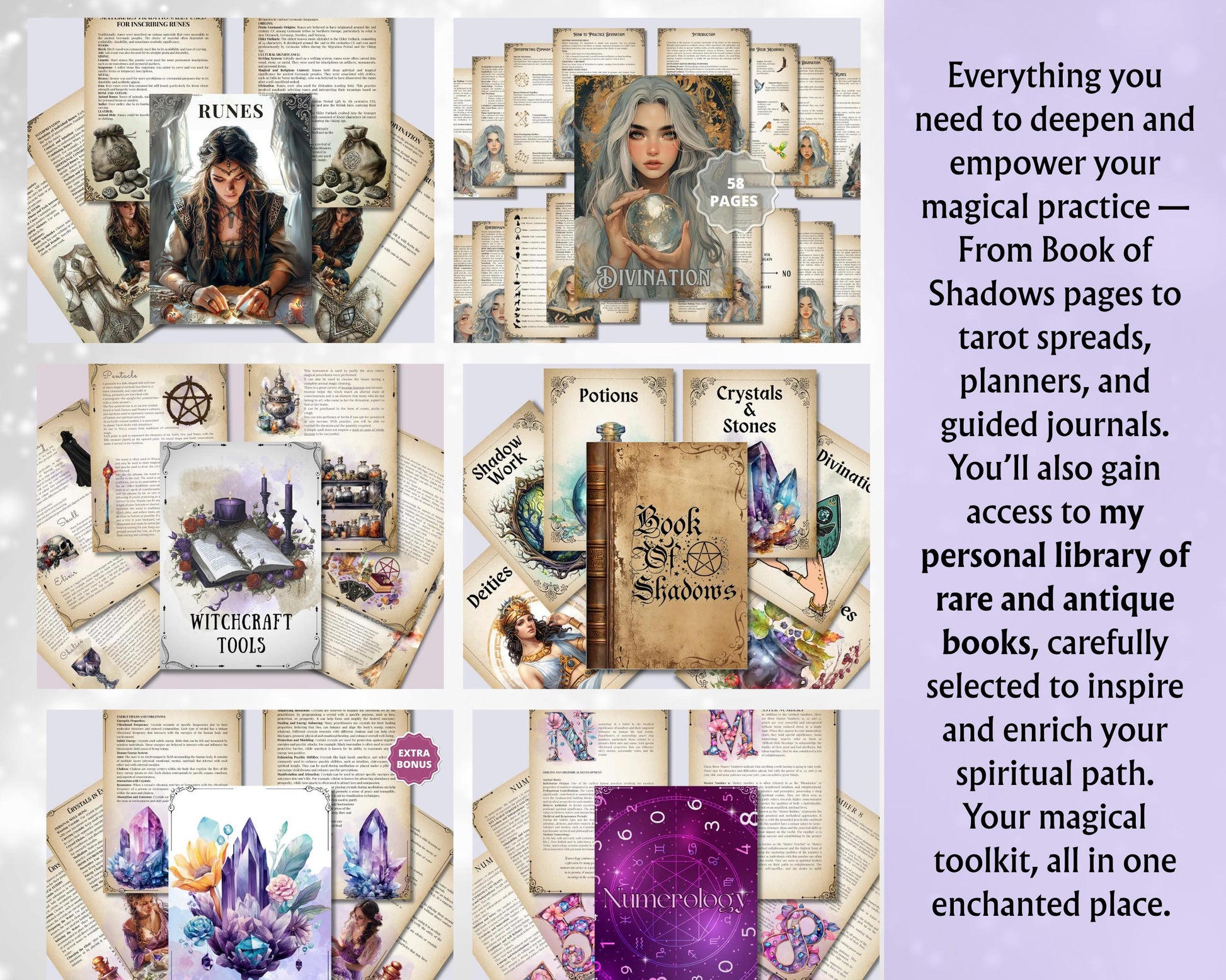 Full Shop Bundle. Every Digital Product in the Store, 3000+ PDF Pages For Your Grimoire or Book of Shadows. Printable Pages
