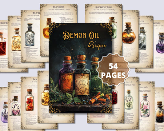 Demon Oils Grimoire: The Ultimate Printable Pages Collection. 50 printable recipes.