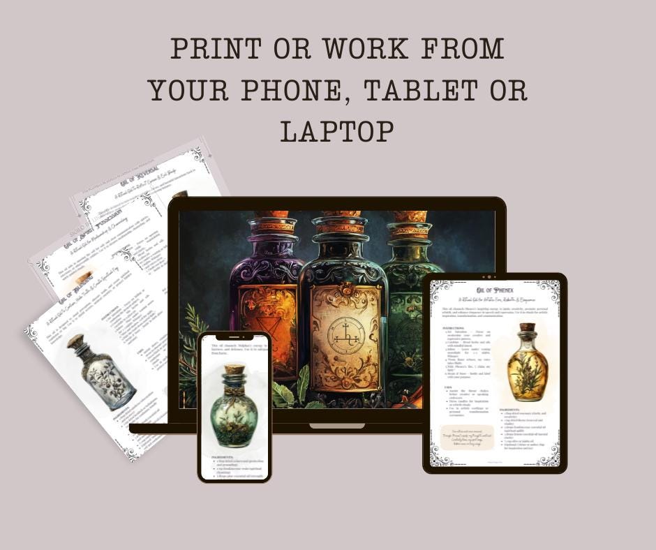 Demon Oils Grimoire: The Ultimate Printable Pages Collection. 50 printable recipes.