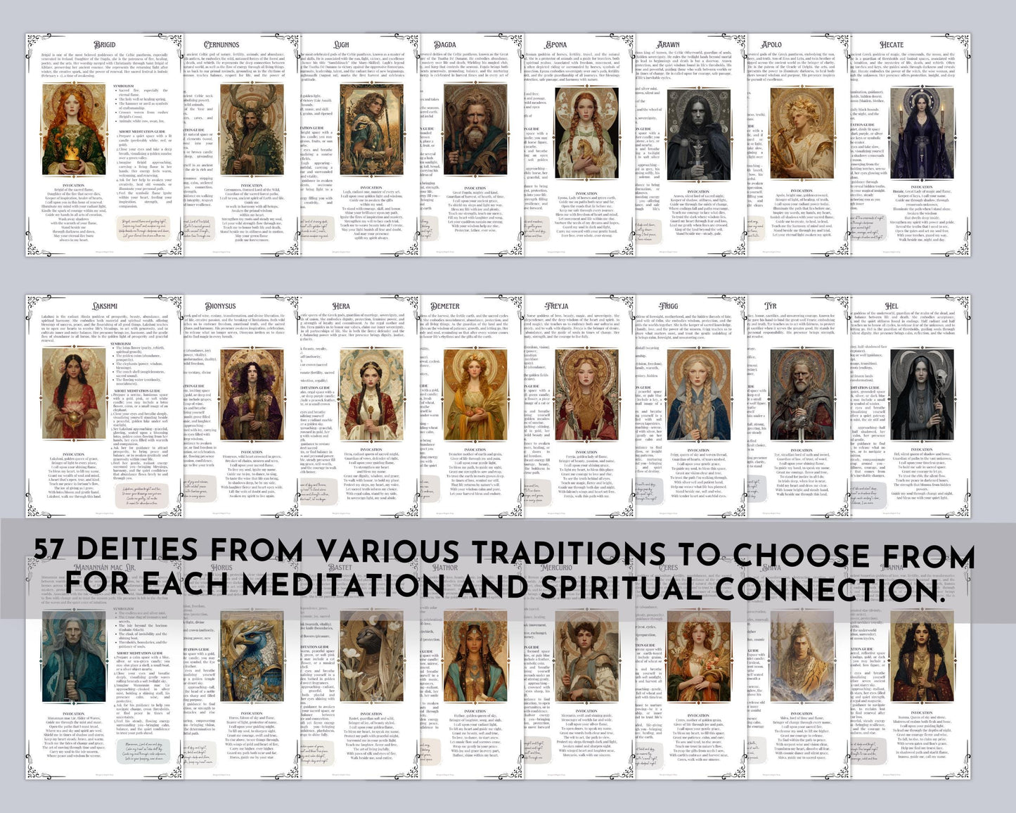 Meditation with Deities • Printable Grimoire Pages • Instant Download