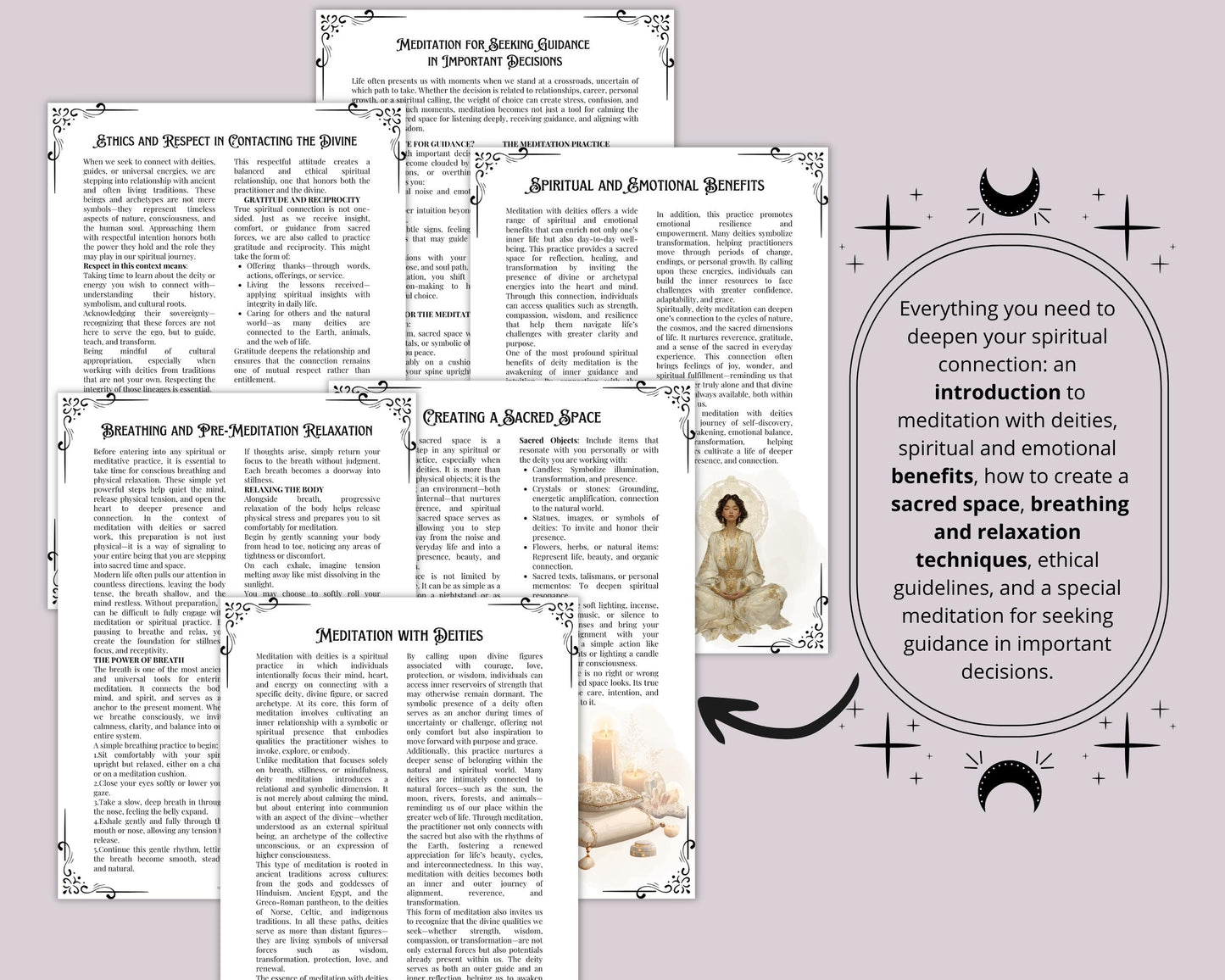 Meditation with Deities • Printable Grimoire Pages • Instant Download