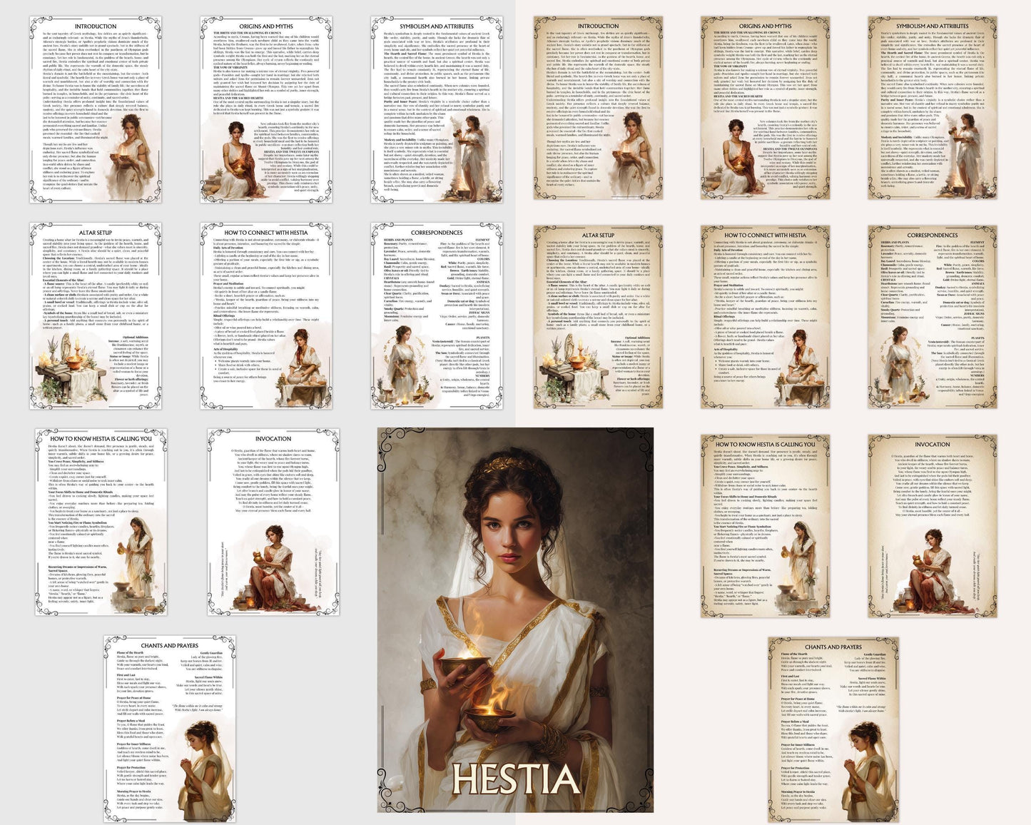HESTIA. Printable Grimoire Pages.