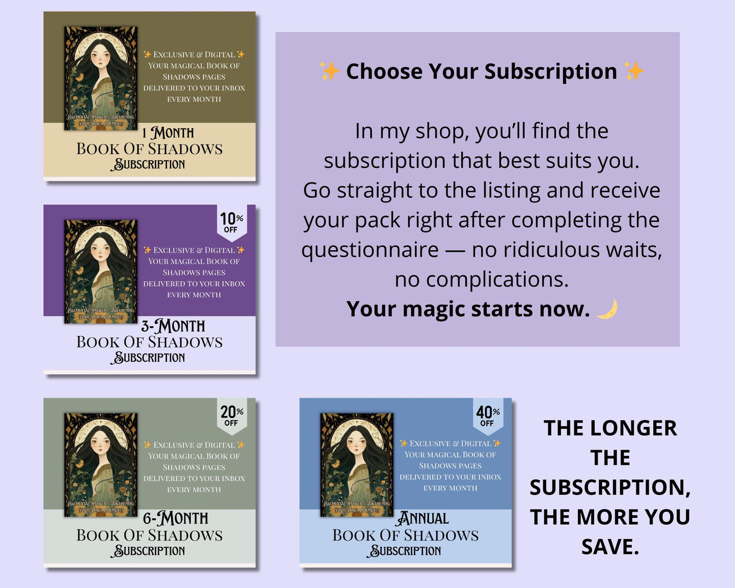 3 Months Book of Shadows Subscription | Limited Time Bundle, Magical Practices, Tarot, Journal Prompts, and More! - Printable Pages