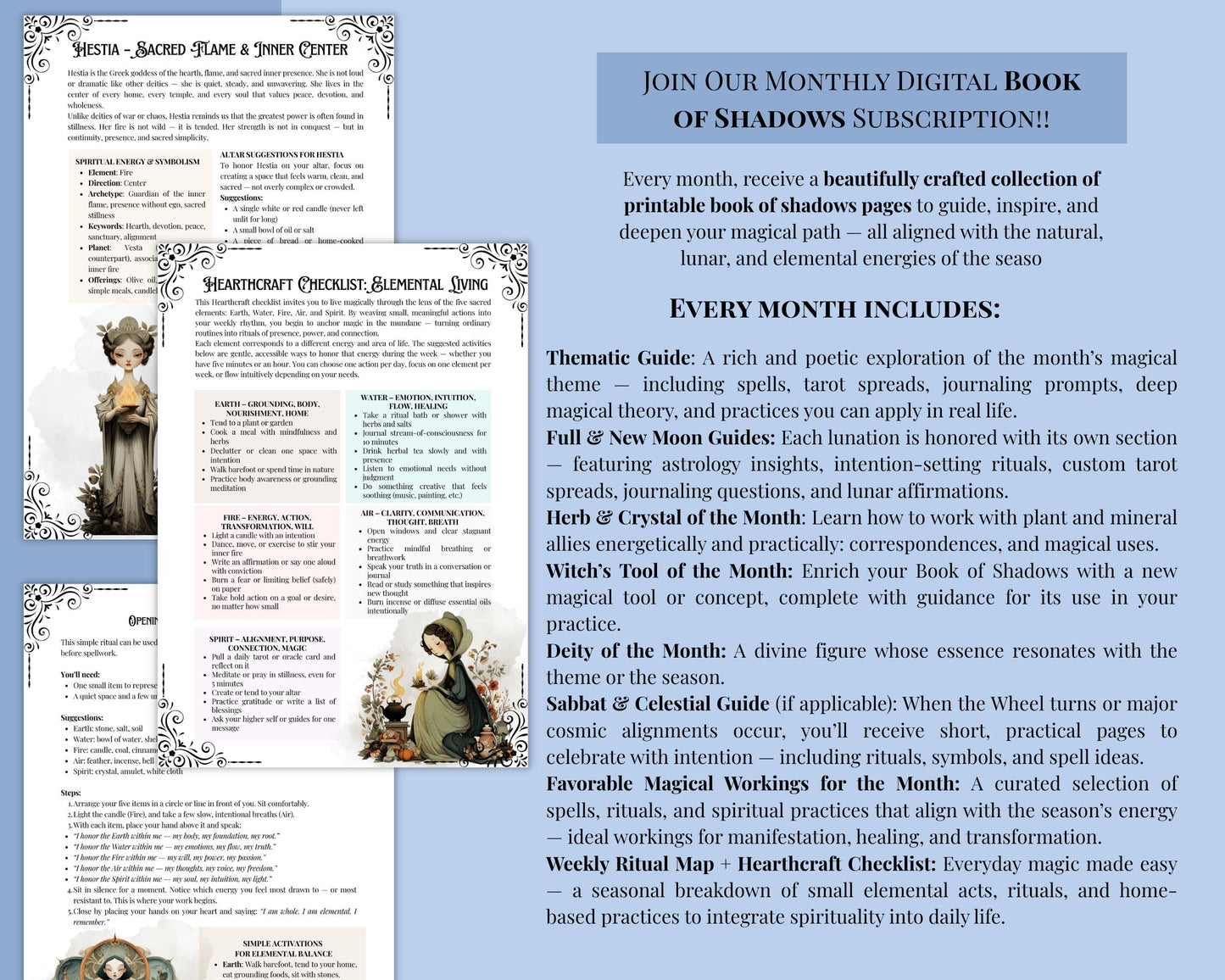 Annual Book of Shadows Subscription | Limited Time Bundle, Magical Practices, Tarot, Journal Prompts, and More! - Printable Pages