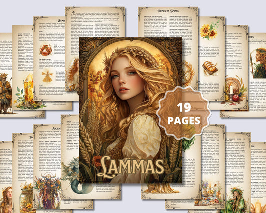 Lughnasadh. Beautiful pages for your Grimoire or Book Of Shadows. Printable. Lammas Sabbat.