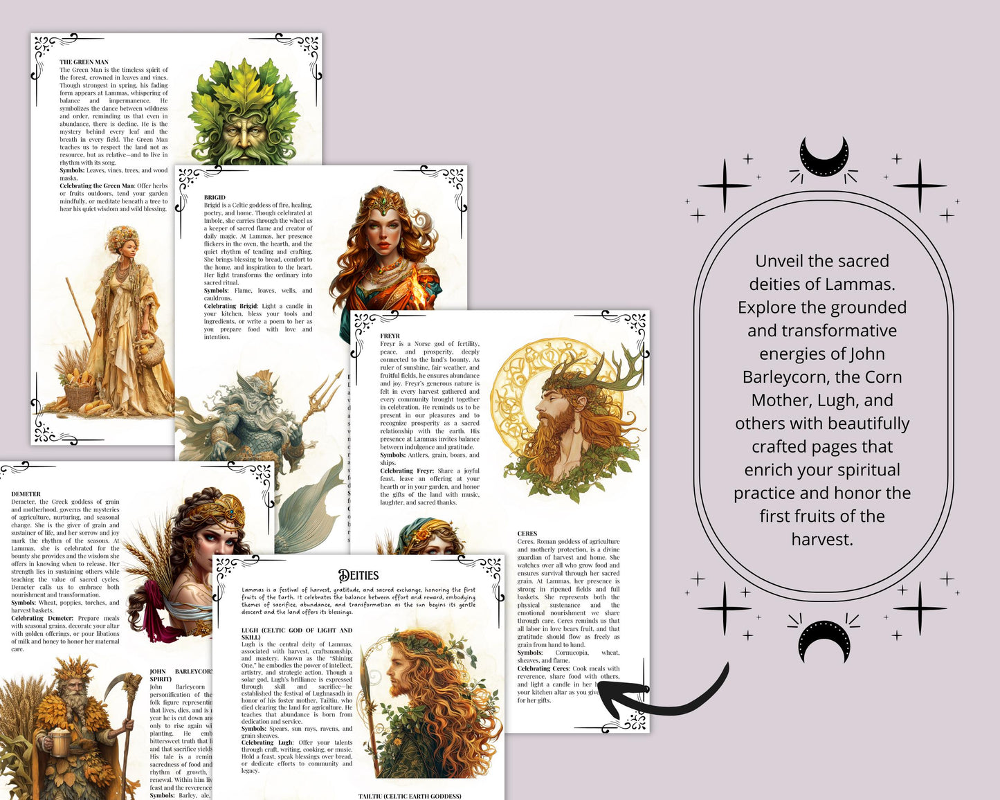 Lughnasadh. Beautiful pages for your Grimoire or Book Of Shadows. Printable. Lammas Sabbat.