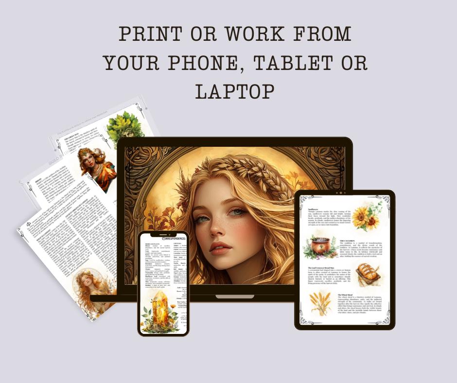 Lughnasadh. Beautiful pages for your Grimoire or Book Of Shadows. Printable. Lammas Sabbat.