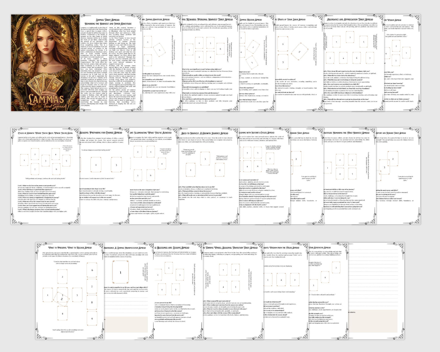 Lammas Tarot Spread Journal. 20 Tarot Spreads to Embrace the Energy of the Sabbat. Printable