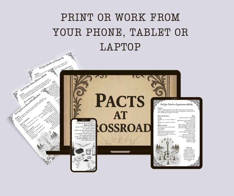 PACTS at the CROSSROADS. Printable Grimoire pages. 10 unique, printable pacts.