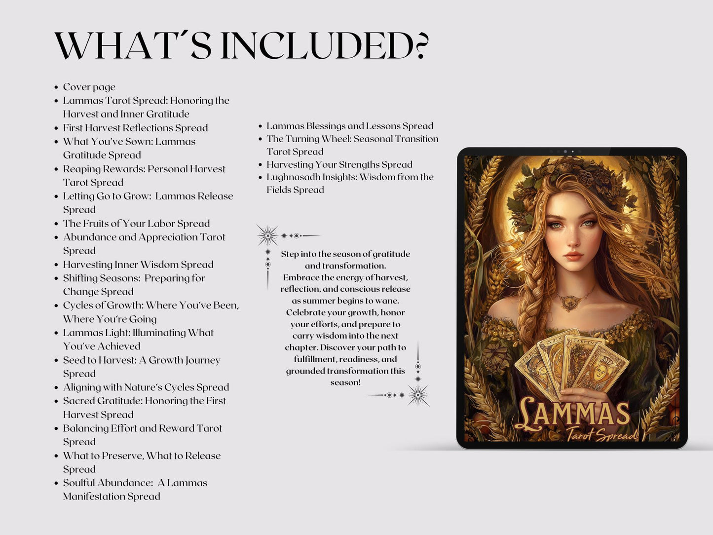 Lammas Tarot Spread Journal. 20 Tarot Spreads to Embrace the Energy of the Sabbat. Printable