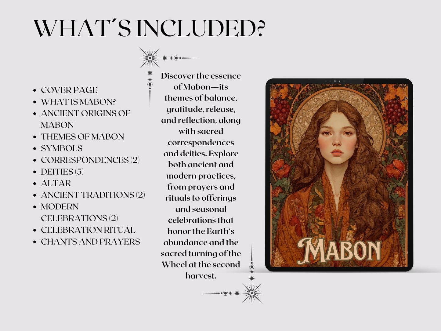 Mabon. Beautiful Pages for Your Grimoire or Book of Shadows. Printable. Autumn Equinox Sabbat. Wheel of the Year.