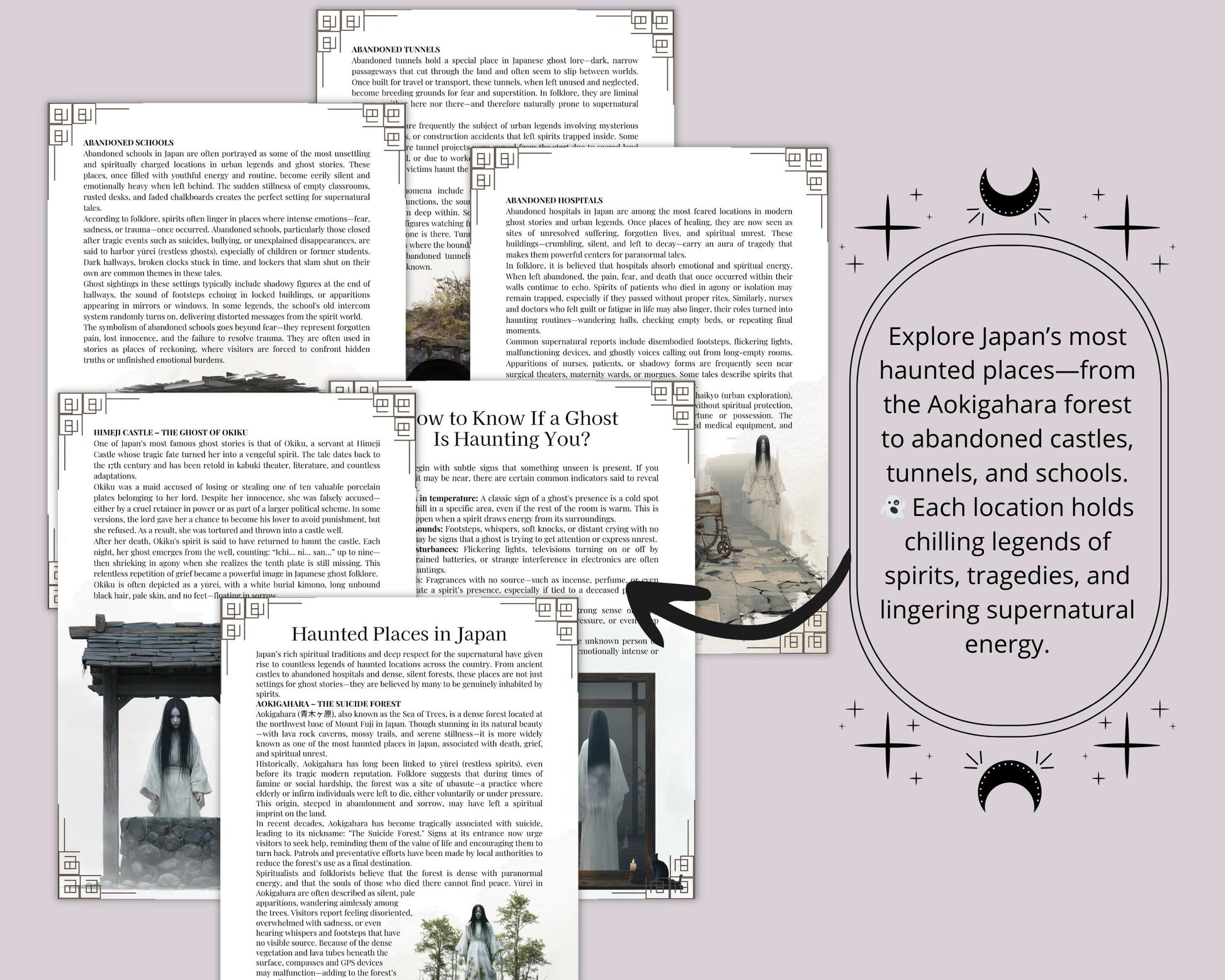 Ghosts of Japan Printable Grimoire Pages | Japanese Folklore | Yūrei, Onryō, Rituals & Haunted Places