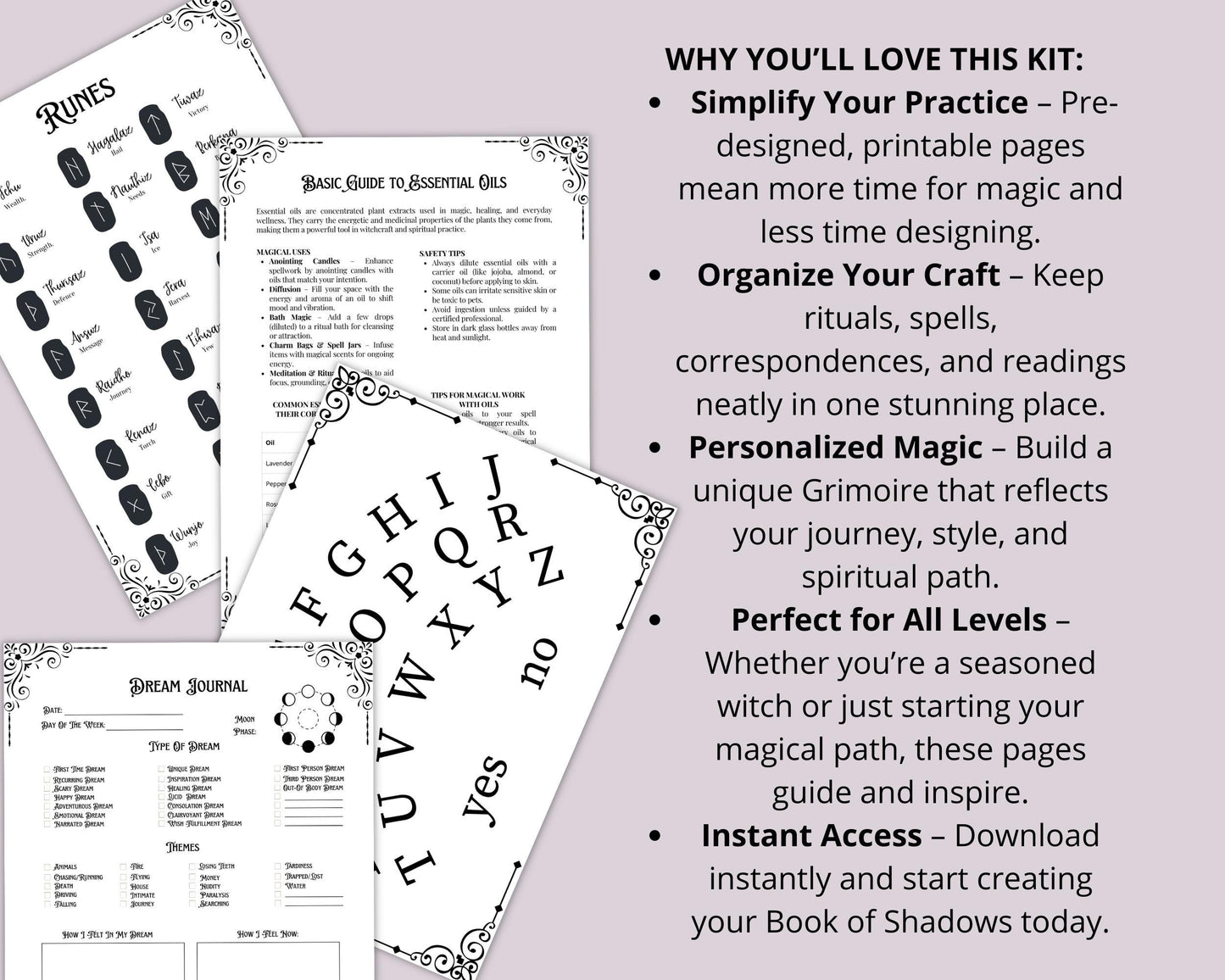 Printable Grimoire Builder Kit | Magical Record-Keeping Templates | Spell & Ritual Tracker |Rituals, Spells, Tarot, Oils, Herbs, Crystals