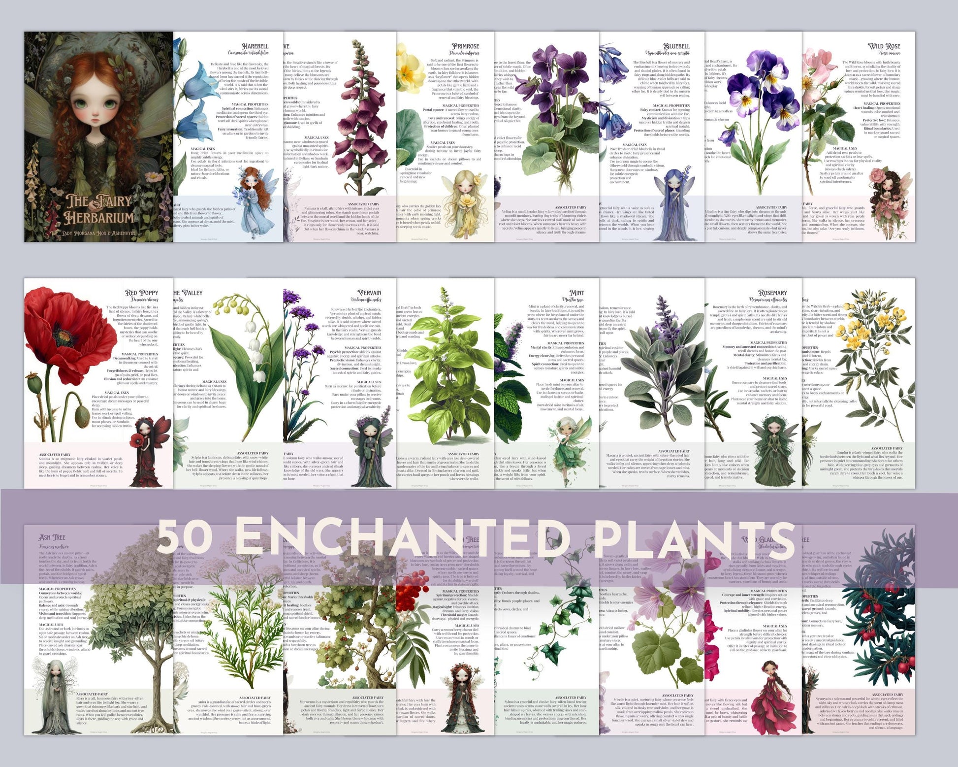 The Fairy Herbarium – Printable Botanical Grimoire Pages | Magical Plants, Fairies, Rituals & Invocations PDF.