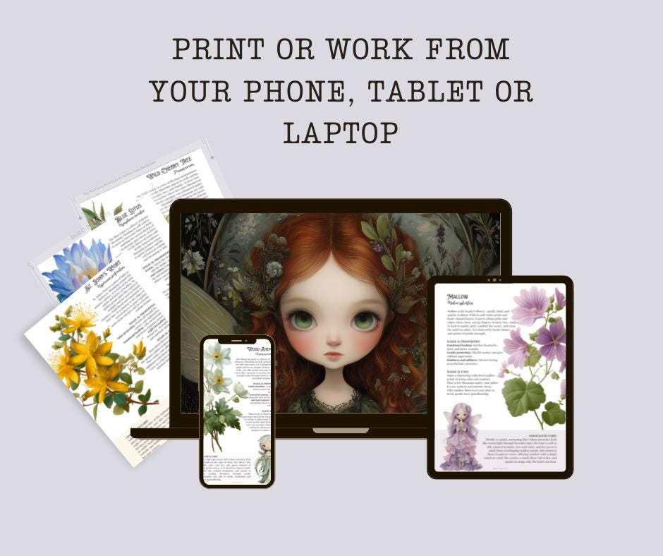 The Fairy Herbarium – Printable Botanical Grimoire Pages | Magical Plants, Fairies, Rituals & Invocations PDF.