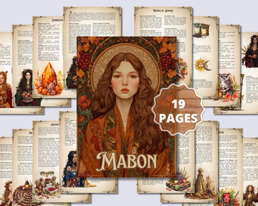 Mabon. Beautiful Pages for Your Grimoire or Book of Shadows. Printable. Autumn Equinox Sabbat. Wheel of the Year.